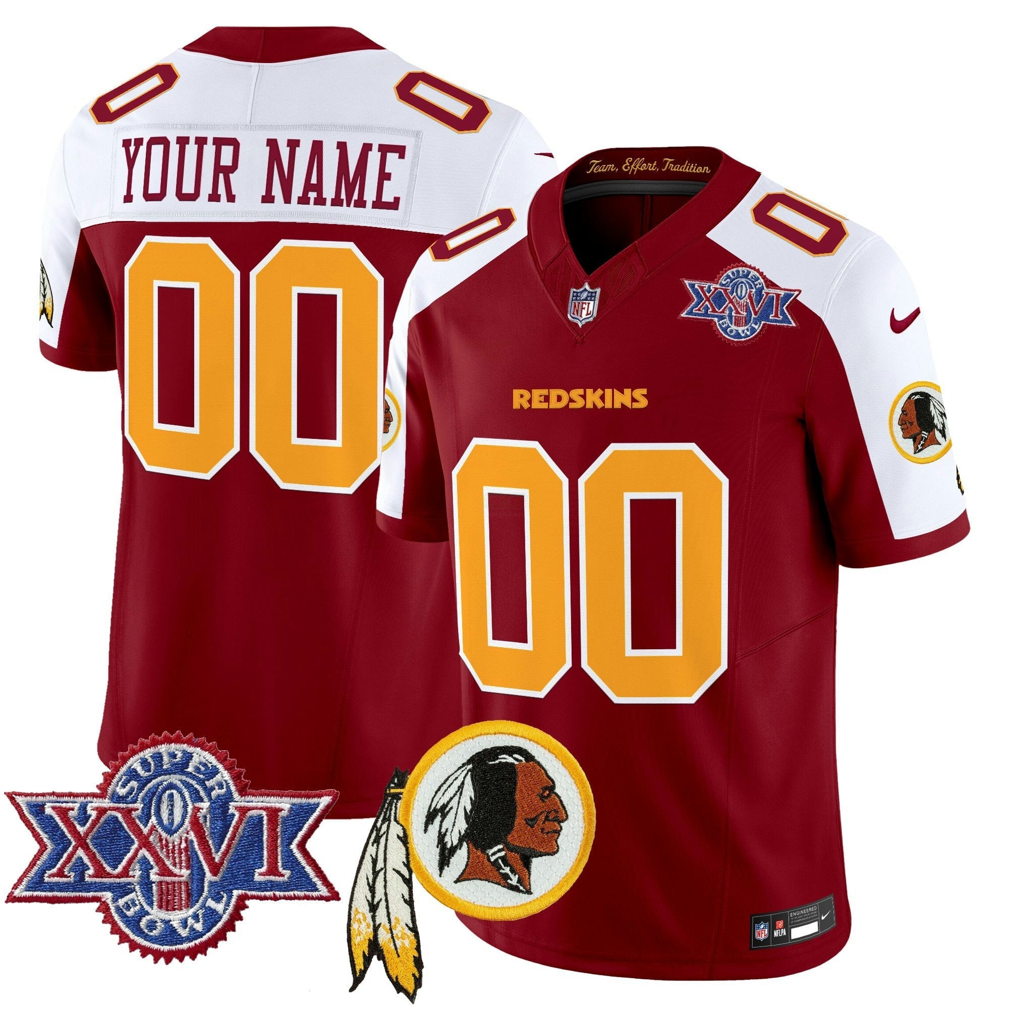 Camisa NFL Washington Redskins Throwback 1992 Super Bowl XXVI Patch Vapor Limited Jersey V3