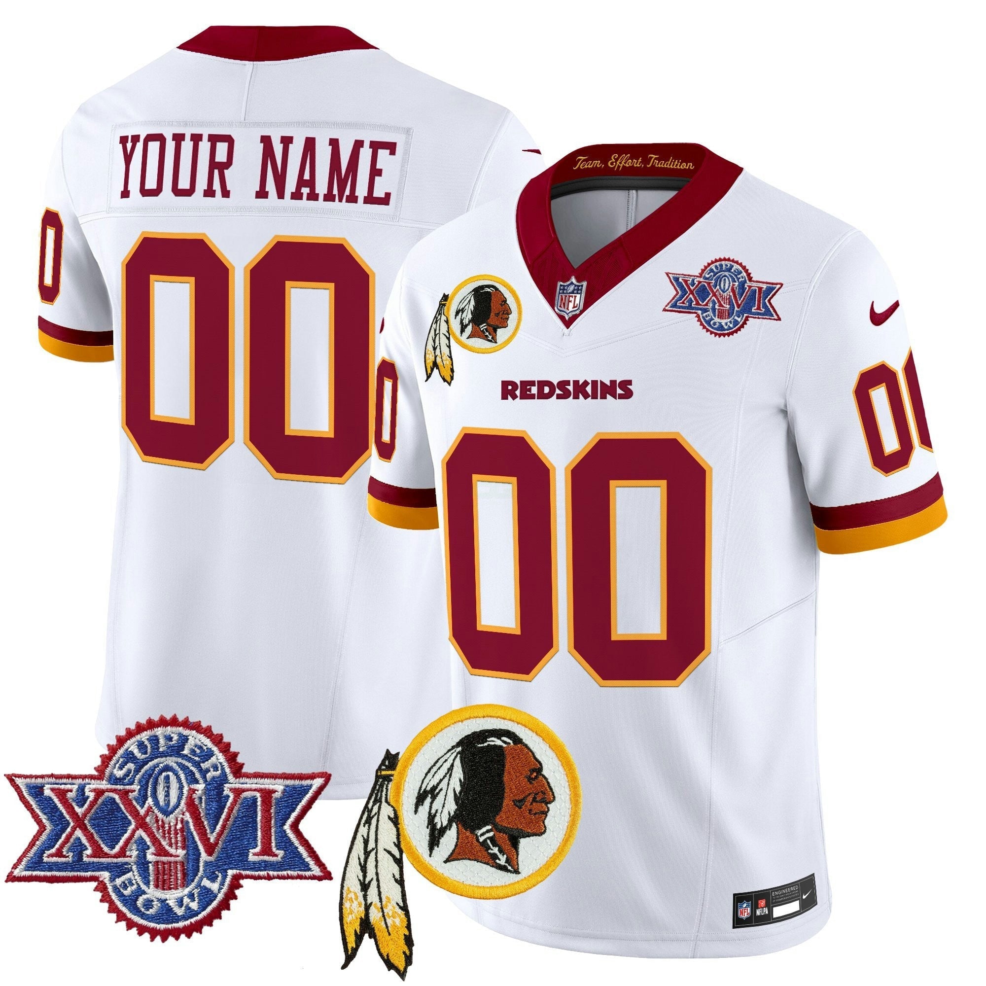 Camisa NFL Washington Redskins Throwback 1992 Super Bowl XXVI Patch Vapor Limited Jersey V3