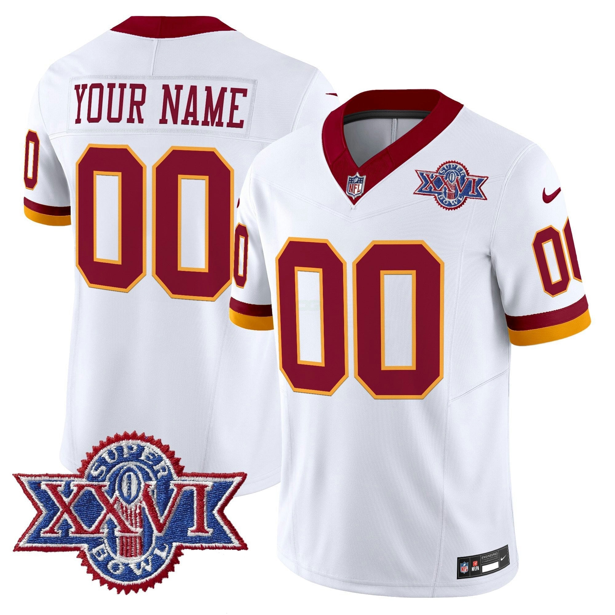 Camisa NFL Washington Redskins Throwback 1992 Super Bowl XXVI Patch Vapor Limited Jersey