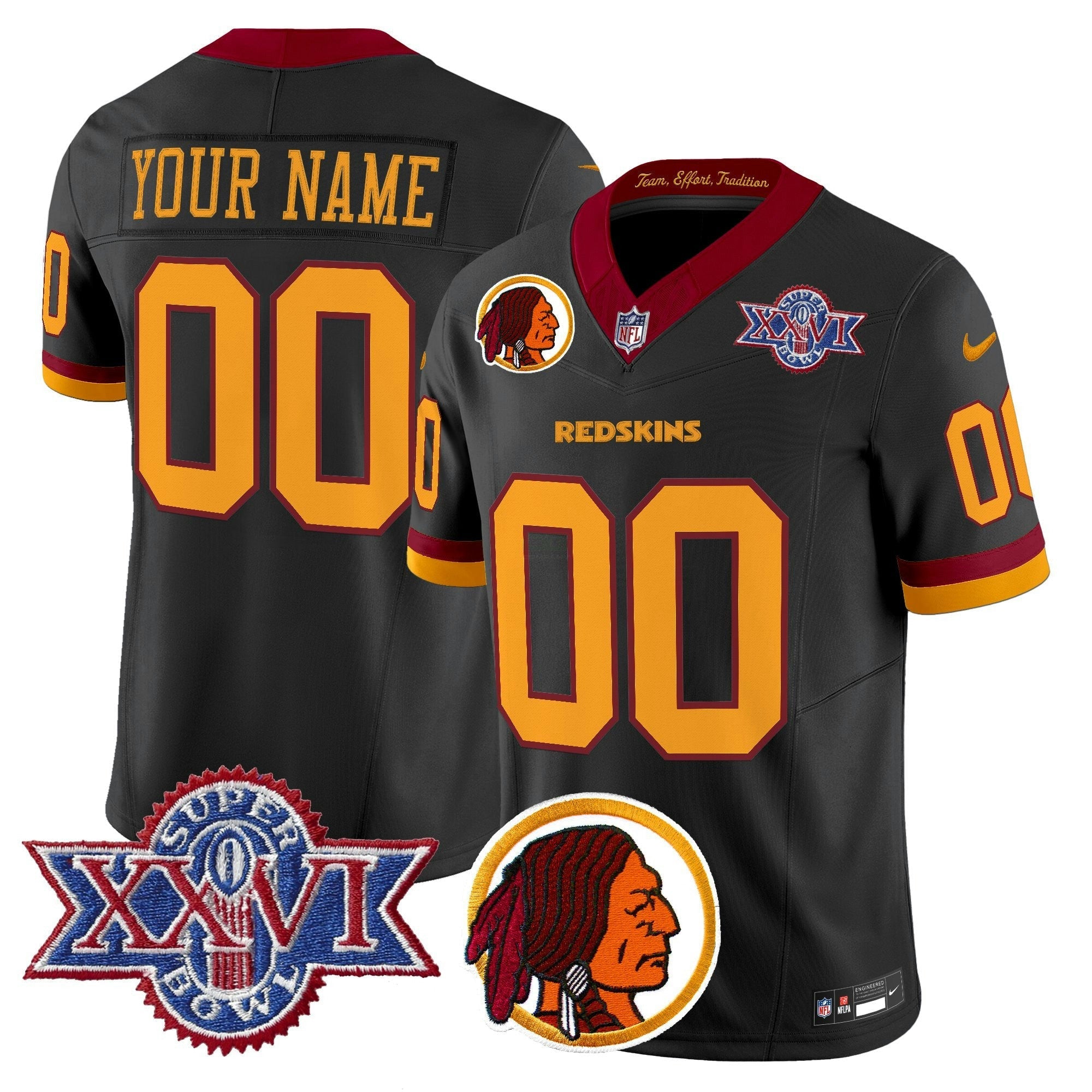 Camisa NFL Washington Redskins Throwback 1992 Super Bowl XXVI Patch Vapor Limited Jersey V2