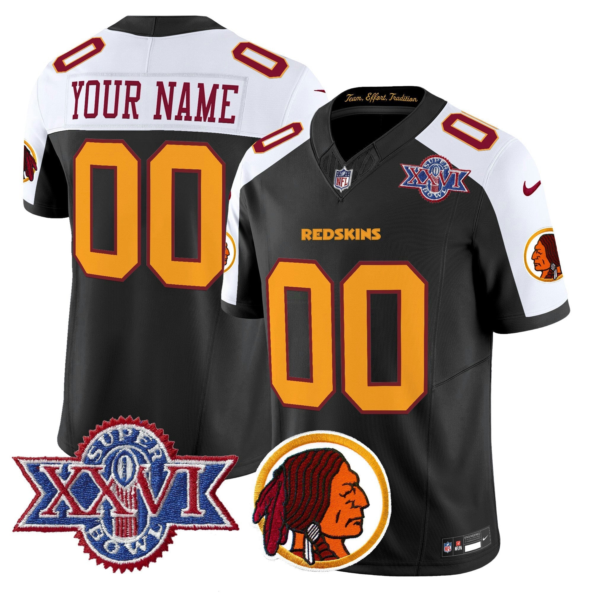 Camisa NFL Washington Redskins Throwback 1992 Super Bowl XXVI Patch Vapor Limited Jersey V2