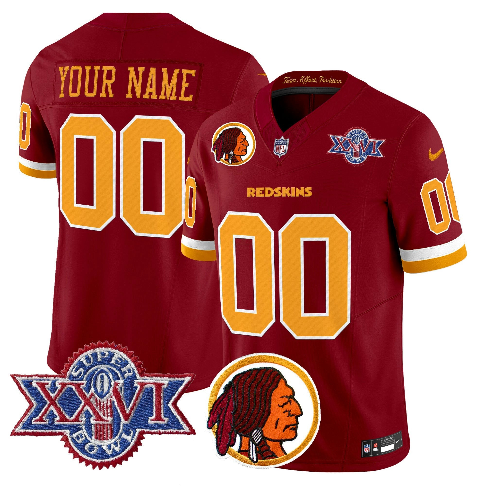 Camisa NFL Washington Redskins Throwback 1992 Super Bowl XXVI Patch Vapor Limited Jersey V2