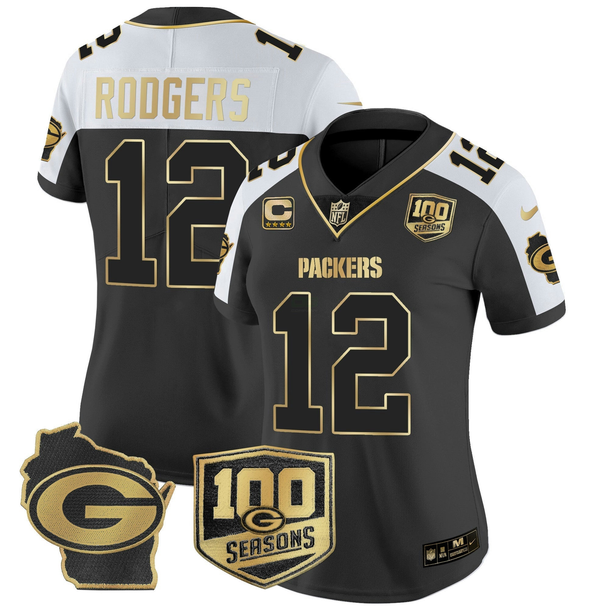 Camisa NFL Women’s 100th Season & Home Patch Dourada Vapor Limited Jersey