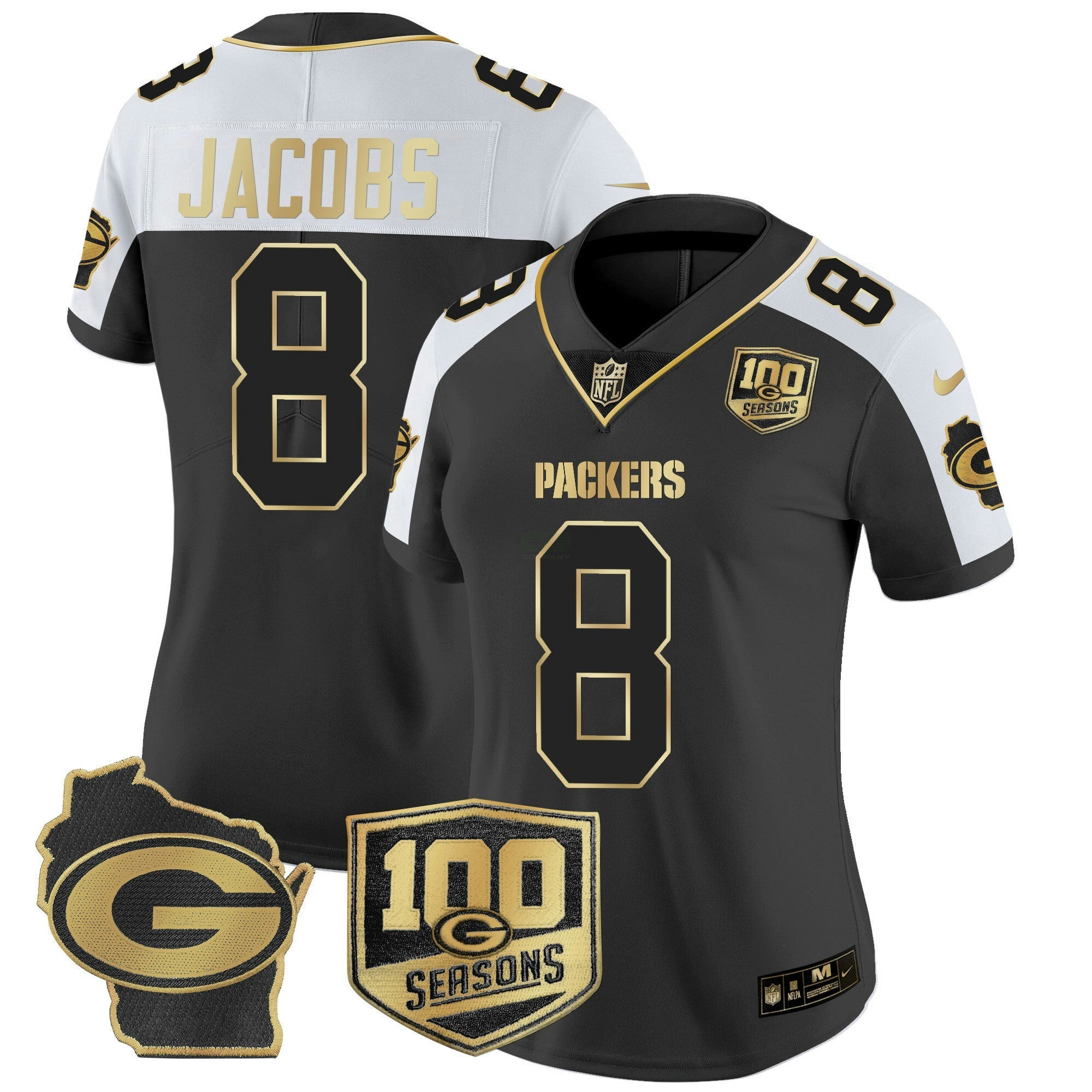 Camisa NFL Women’s 100th Season & Home Patch Dourada Vapor Limited Jersey
