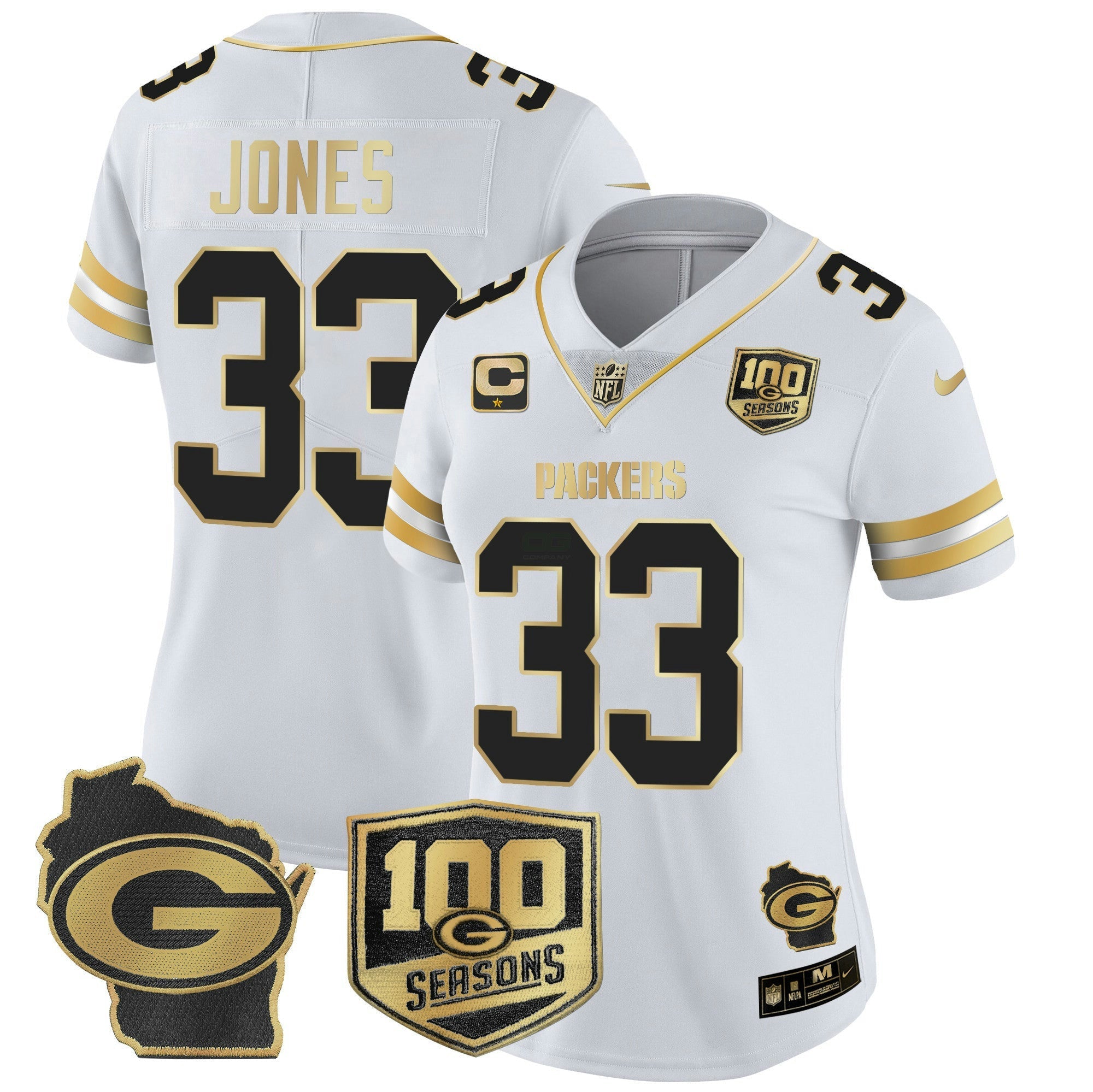 Camisa NFL Women’s 100th Season & Home Patch Dourada Vapor Limited Jersey