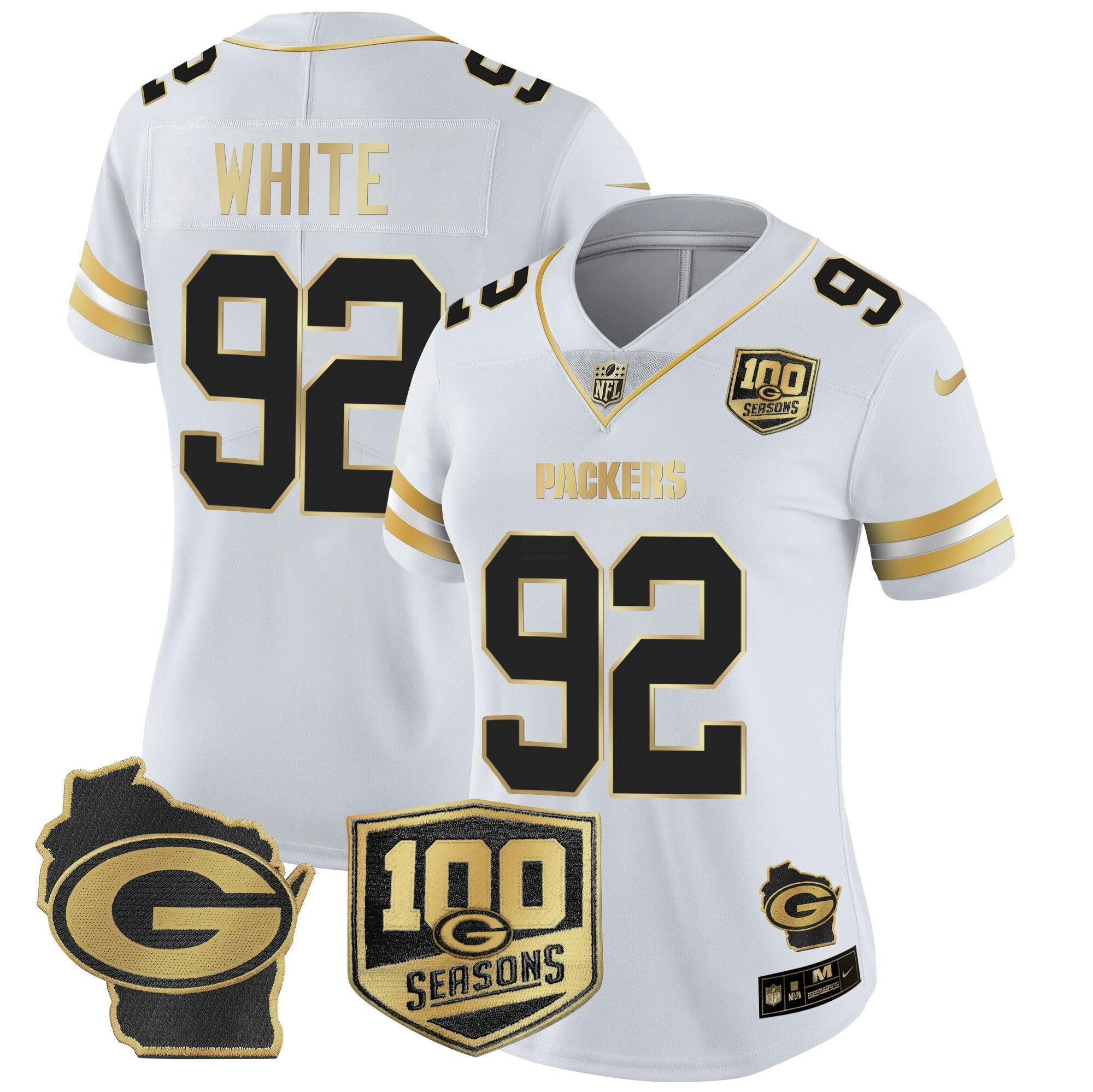 Camisa NFL Women’s 100th Season & Home Patch Dourada Vapor Limited Jersey