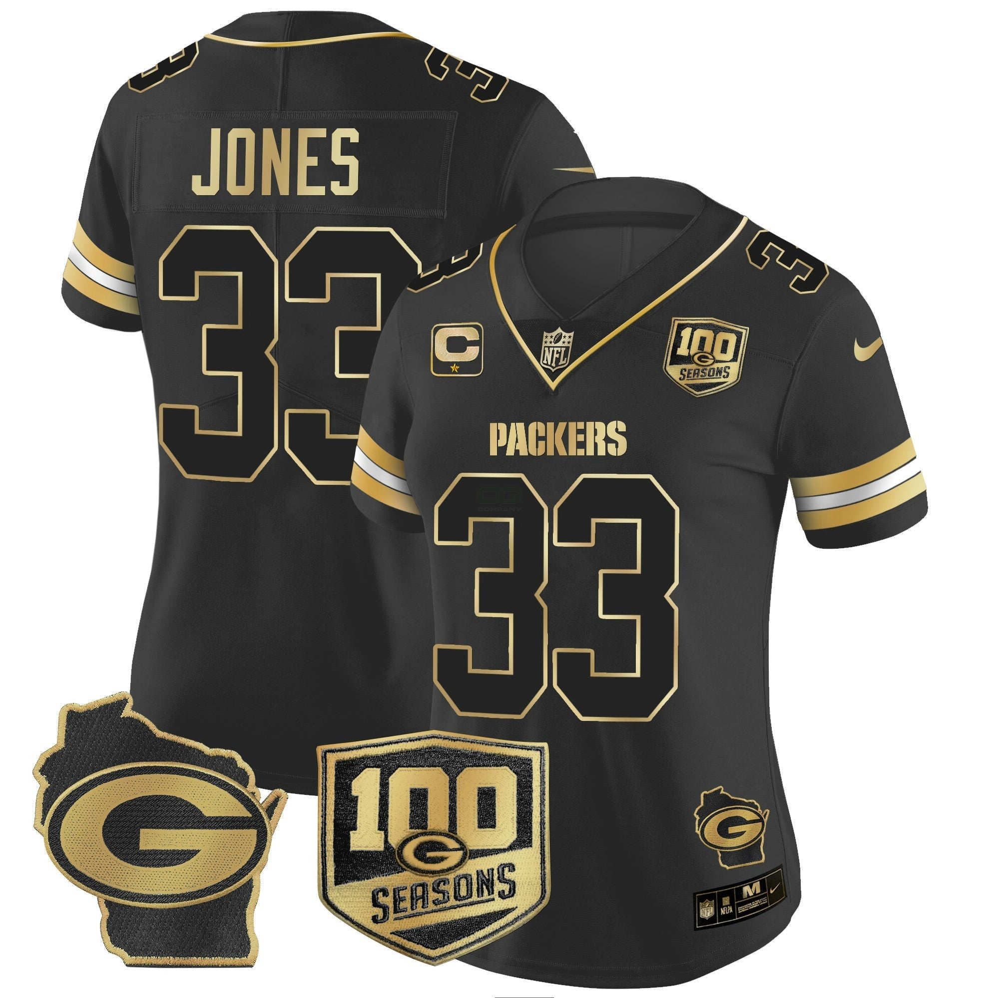 Camisa NFL Women’s 100th Season & Home Patch Dourada Vapor Limited Jersey