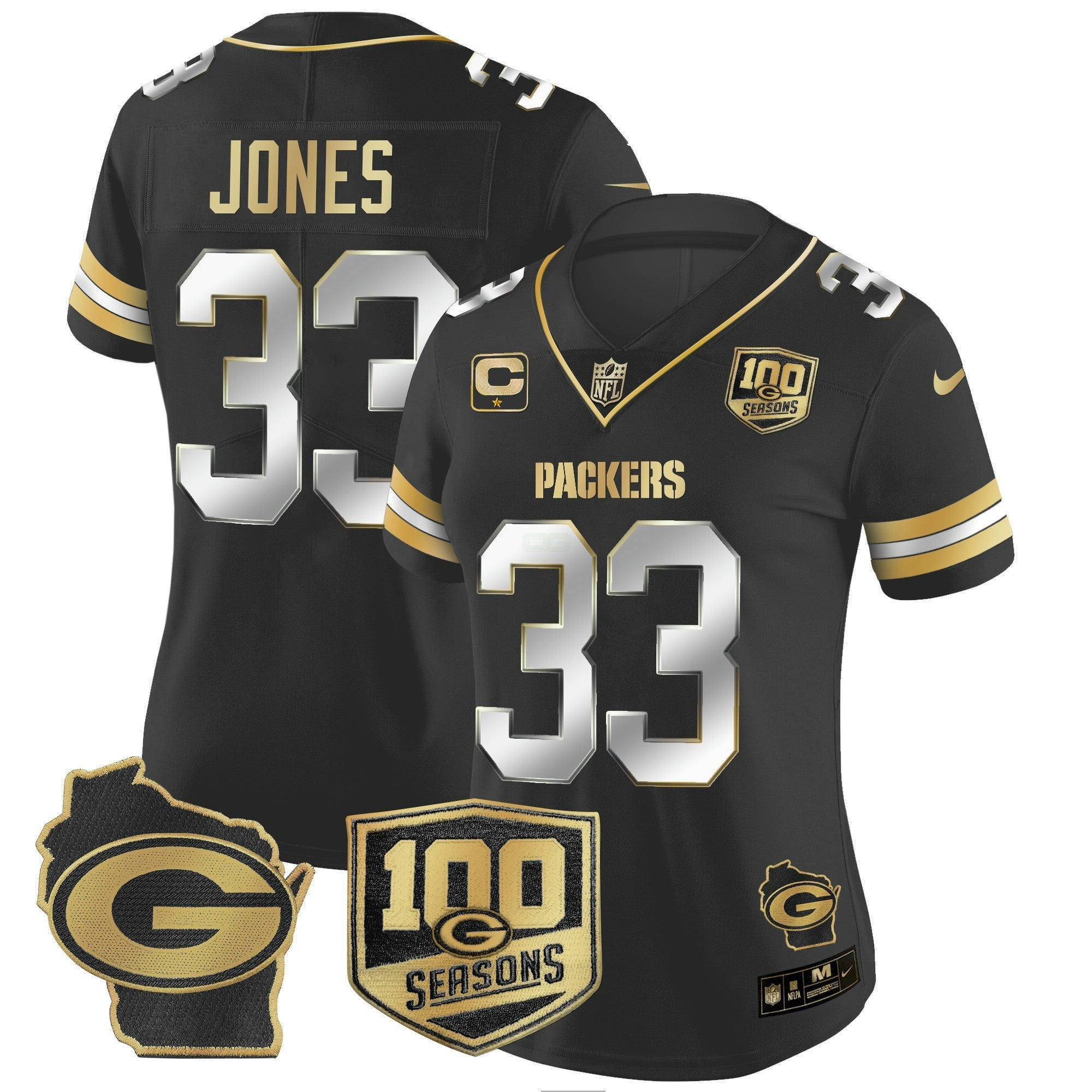Camisa NFL Women’s 100th Season & Home Patch Dourada Vapor Limited Jersey