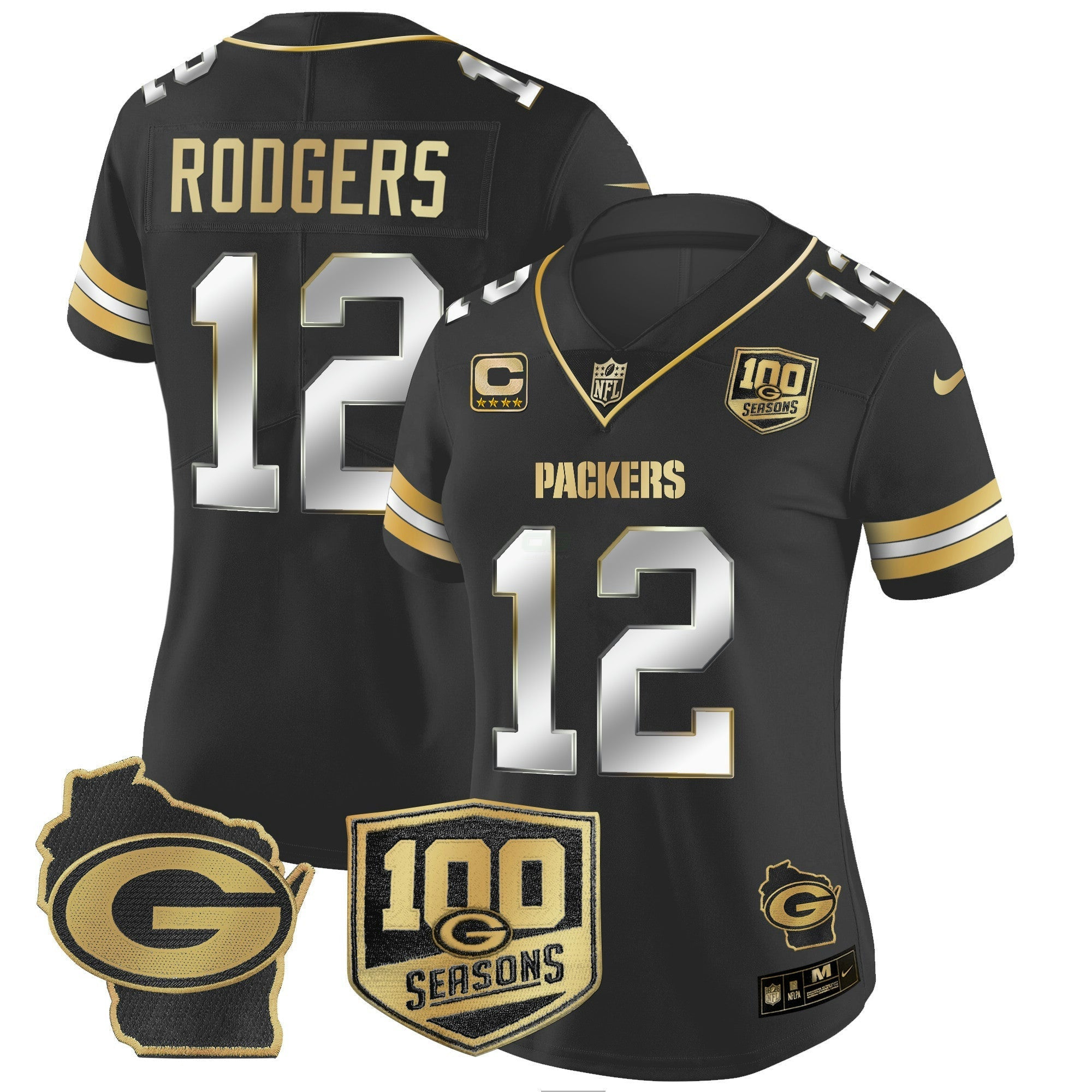 Camisa NFL Women’s 100th Season & Home Patch Dourada Vapor Limited Jersey