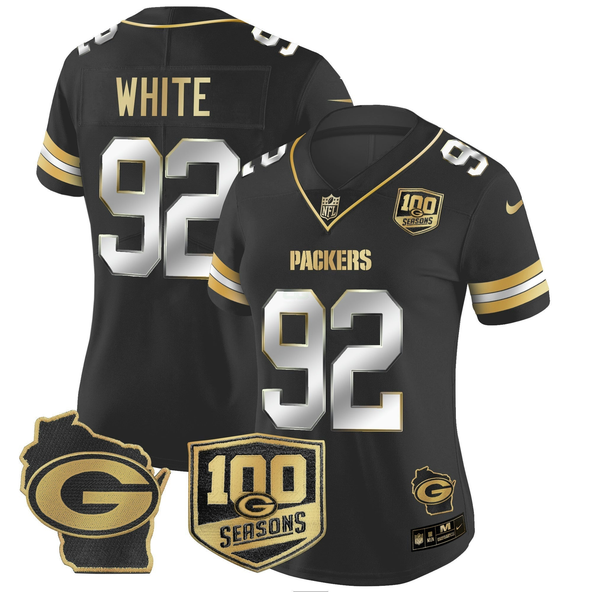 Camisa NFL Women’s 100th Season & Home Patch Dourada Vapor Limited Jersey