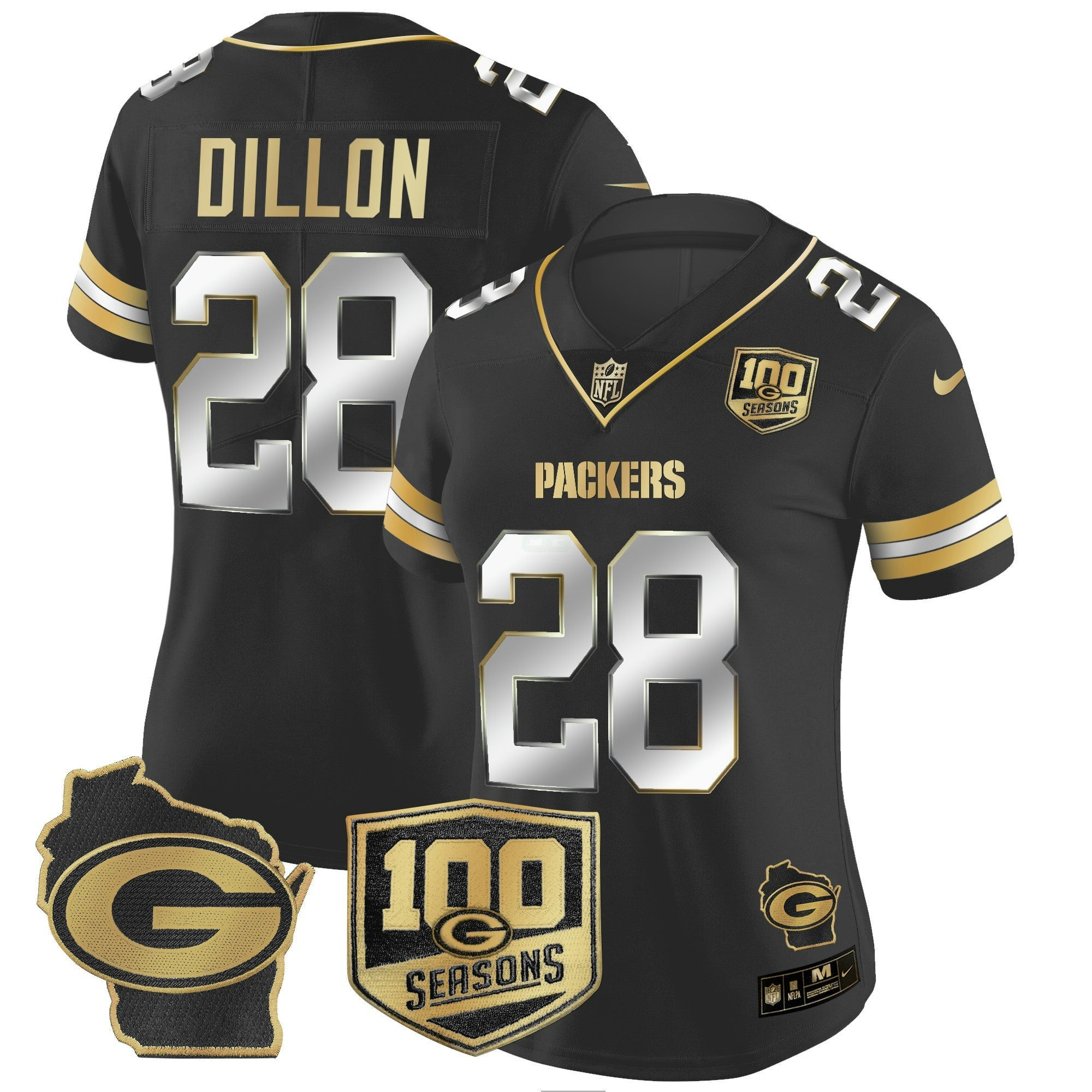 Camisa NFL Women’s 100th Season & Home Patch Dourada Vapor Limited Jersey