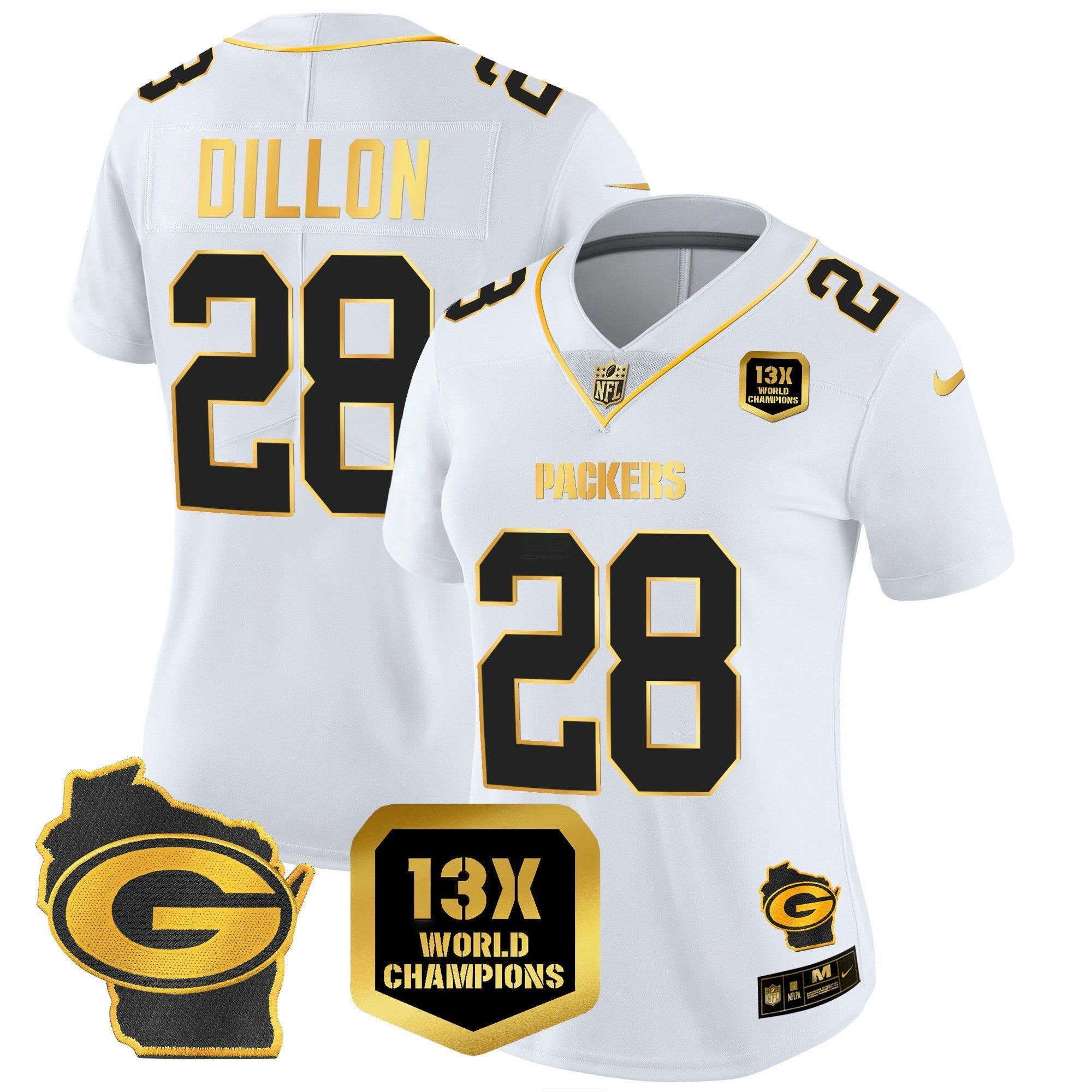 Camisa NFL Women’s 13 Time World Champions & Home Patch Dourada Vapor Jersey