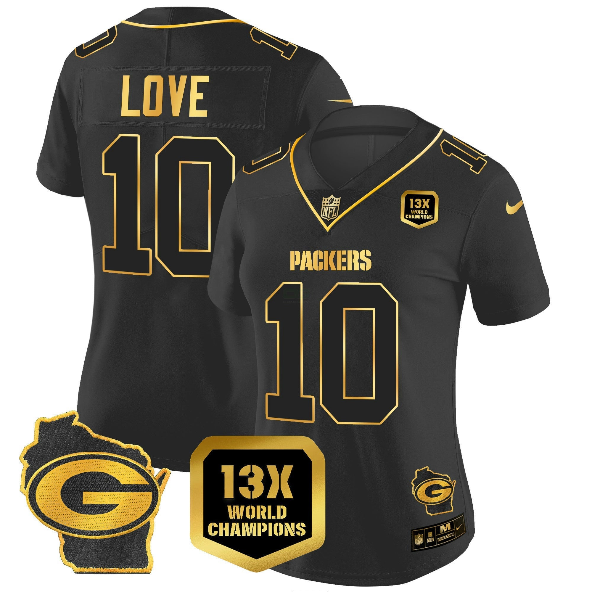 Camisa NFL Women’s 13 Time World Champions & Home Patch Dourada Vapor Jersey