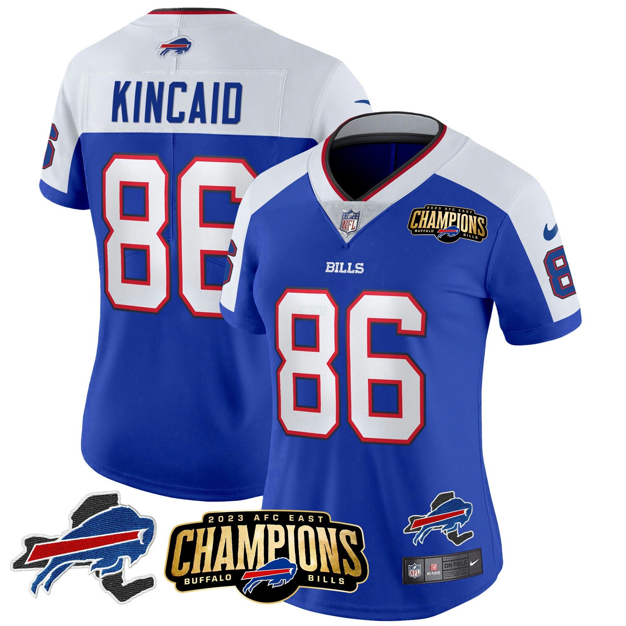 Camisa NFL Women’s 2023 AFC East Champions Patch Dourada Vapor Jersey V2