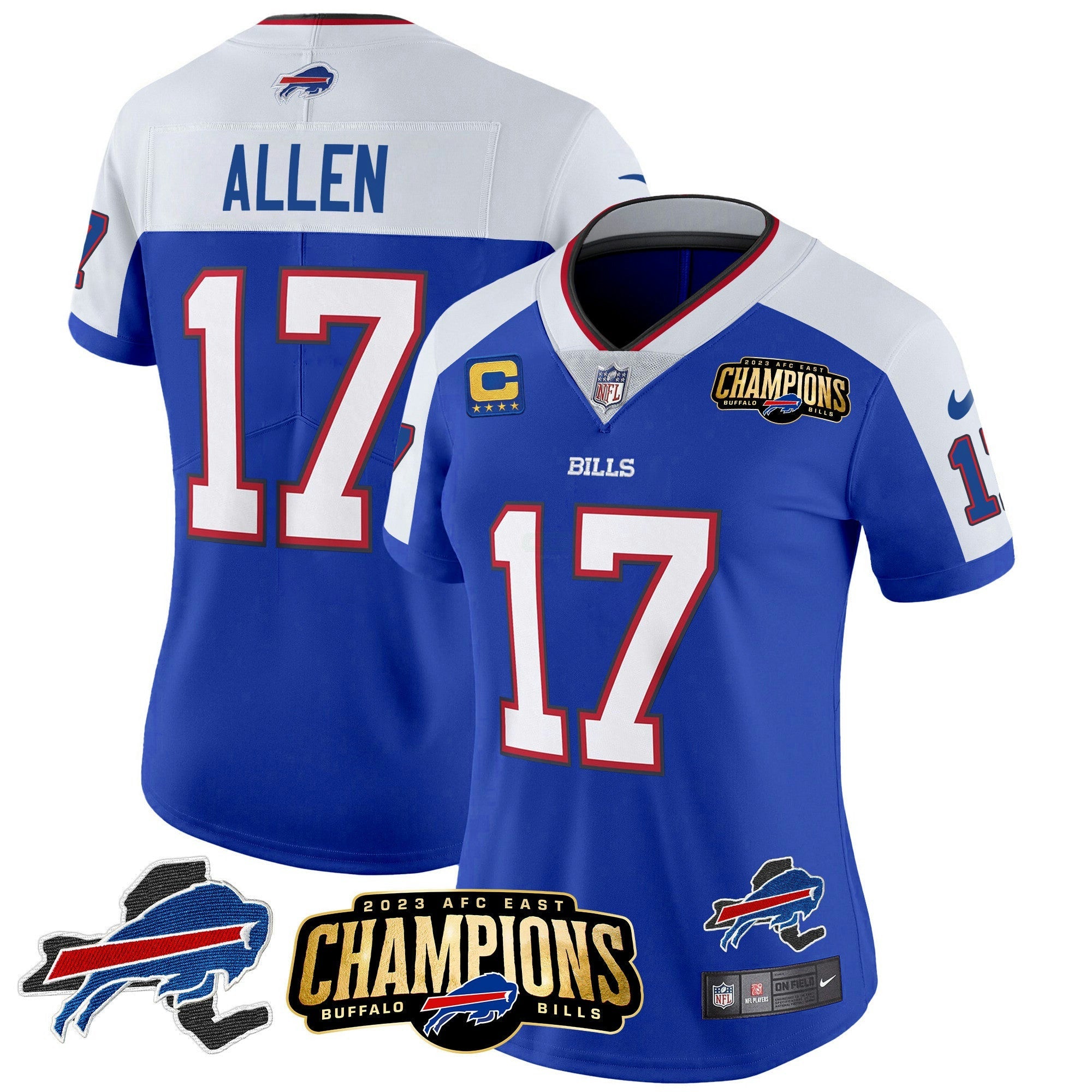 Camisa NFL Women’s 2023 AFC East Champions Patch Dourada Vapor Jersey V2