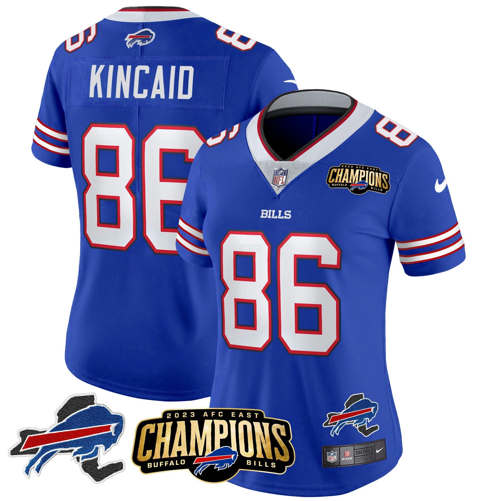 Camisa NFL Women’s 2023 AFC East Champions Patch Dourada Vapor Jersey V2