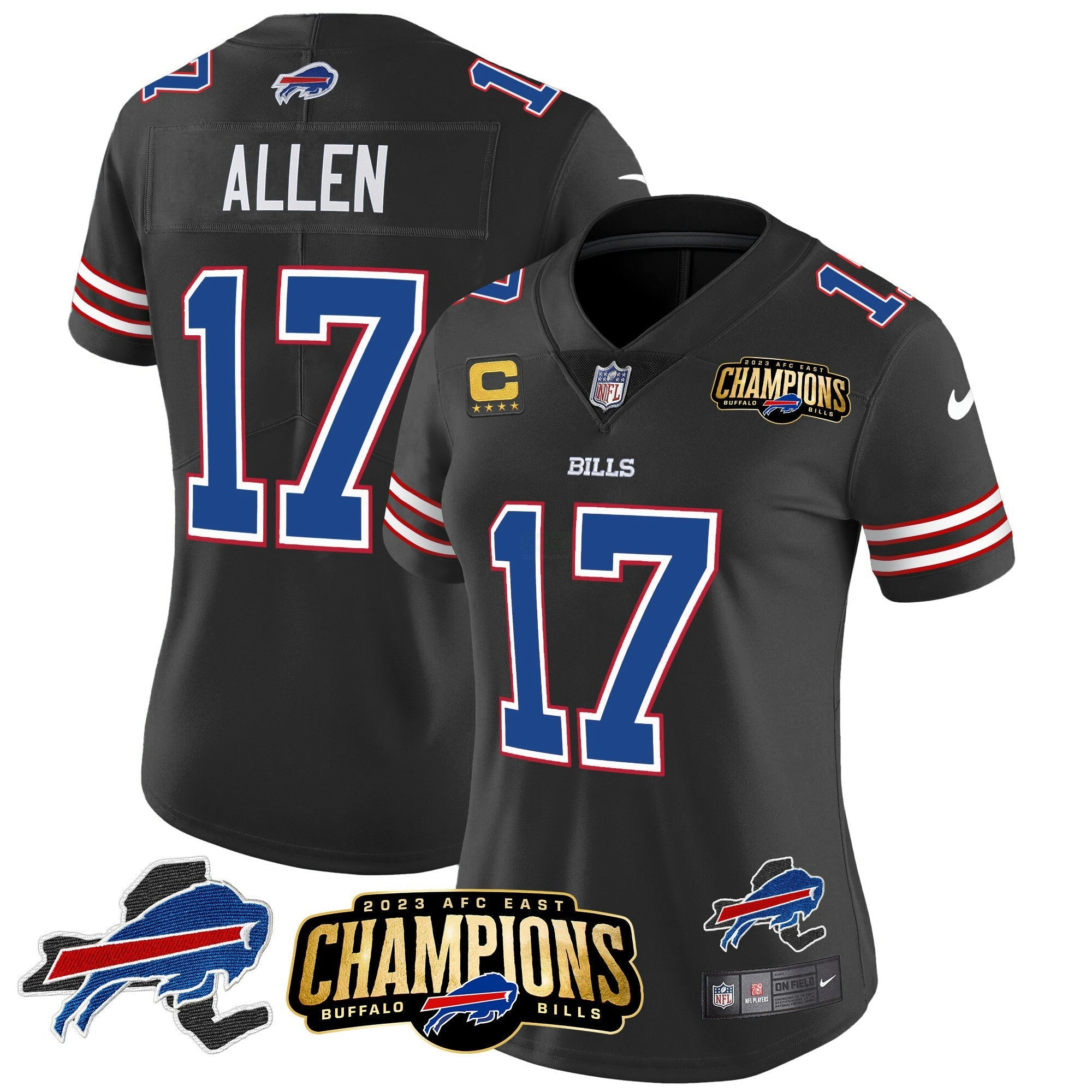 Camisa NFL Women’s 2023 AFC East Champions Patch Dourada Vapor Jersey V2