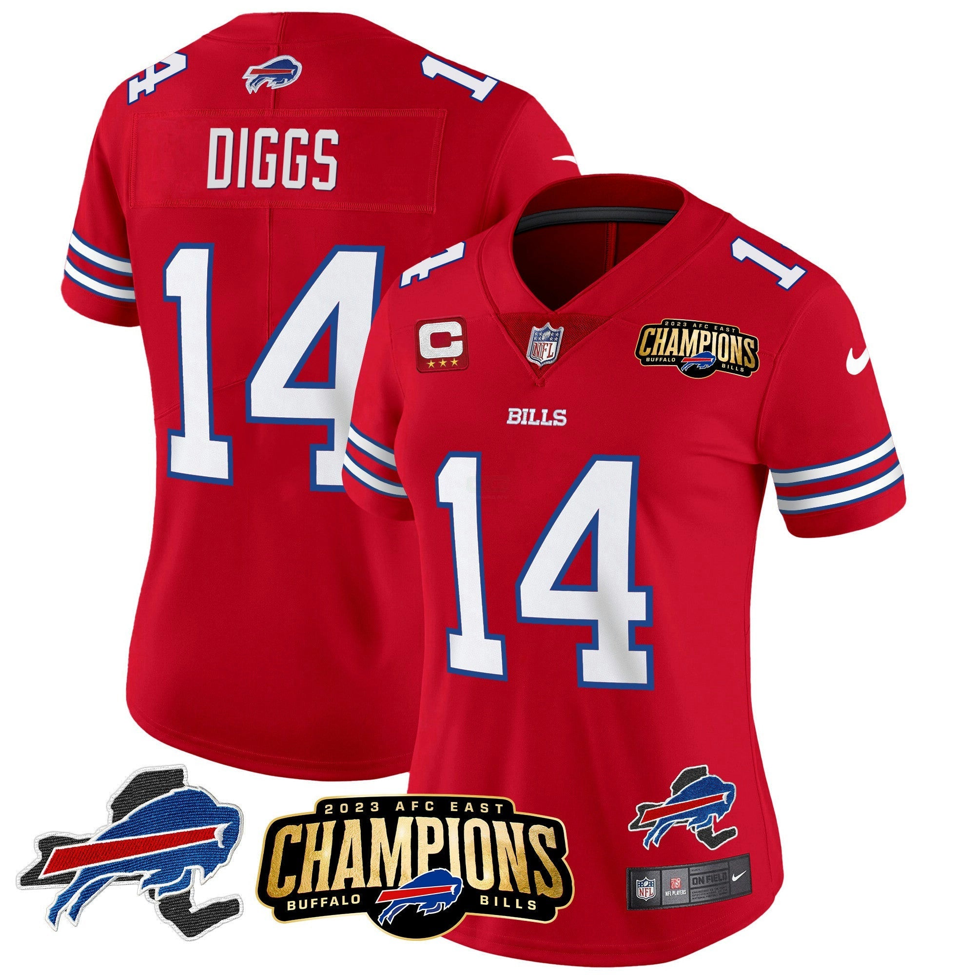 Camisa NFL Women’s 2023 AFC East Champions Patch Dourada Vapor Jersey V2