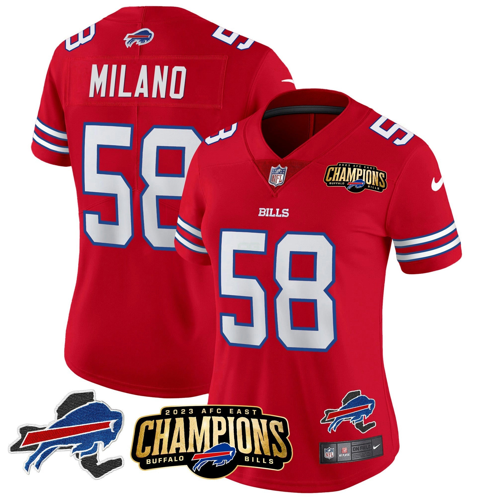 Camisa NFL Women’s 2023 AFC East Champions Patch Dourada Vapor Jersey V2