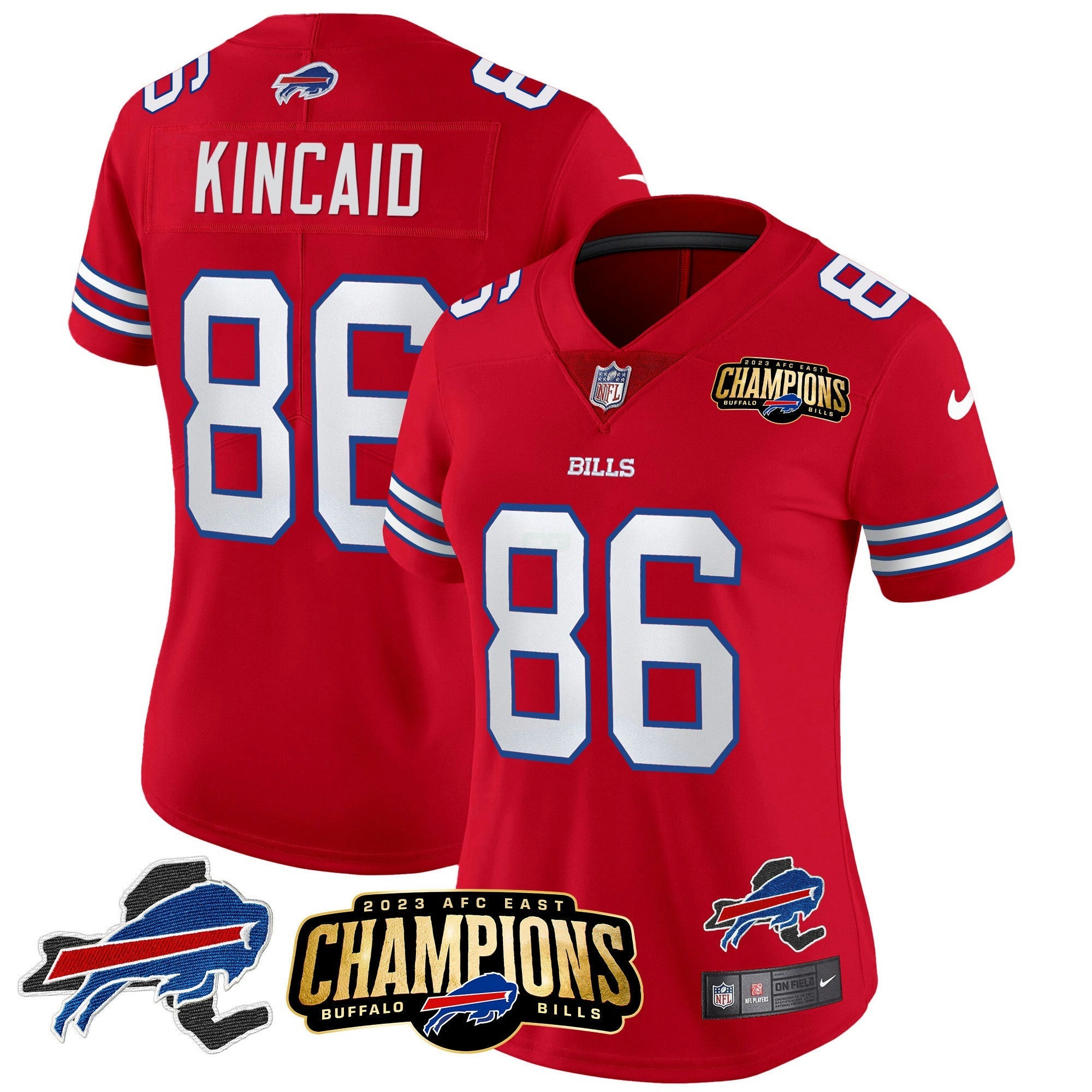 Camisa NFL Women’s 2023 AFC East Champions Patch Dourada Vapor Jersey V2