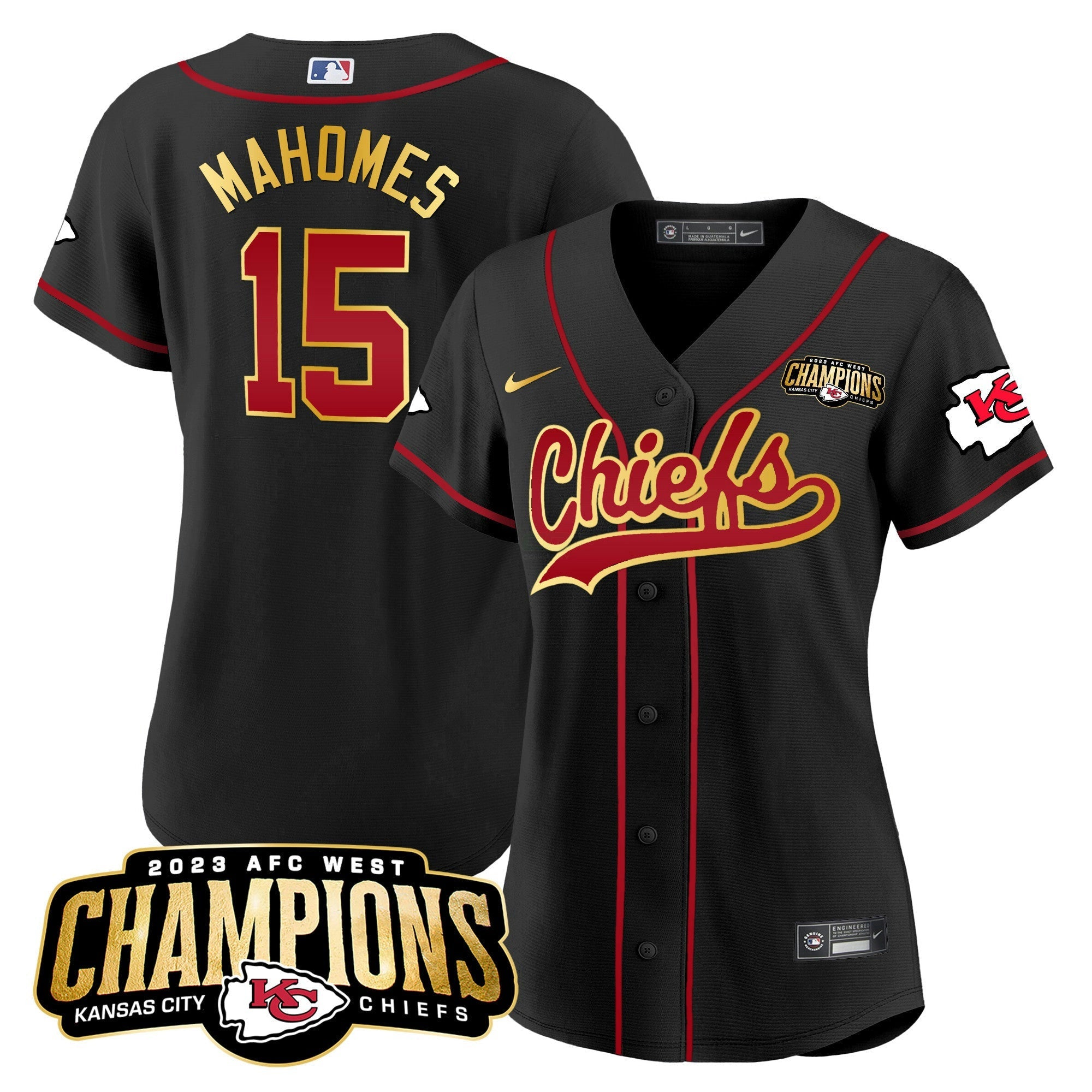 Camisa NFL Women’s 2023 AFC West Champions Patch Jersey