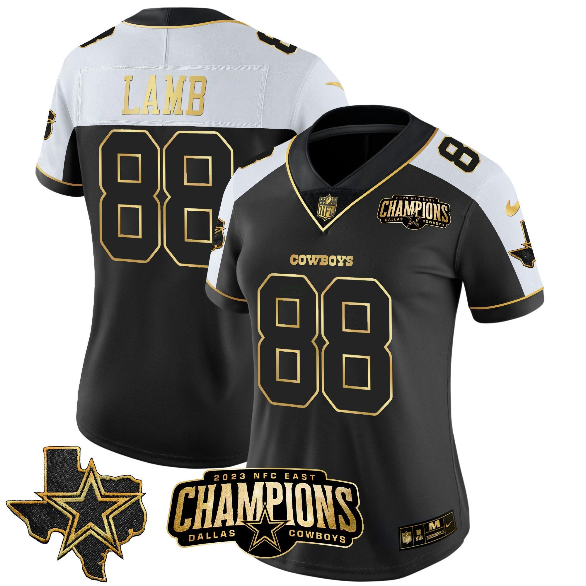 Camisa NFL Women’s 2023 NFC East Champions Patch Dourada Vapor Jersey