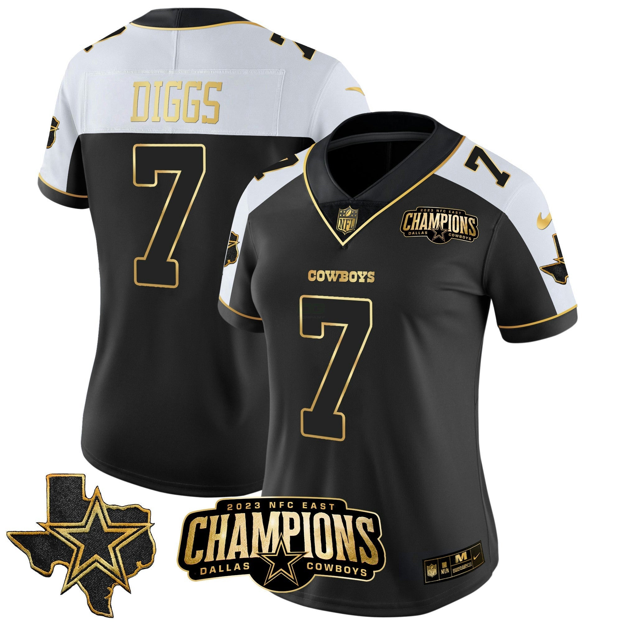 Camisa NFL Women’s 2023 NFC East Champions Patch Dourada Vapor Jersey