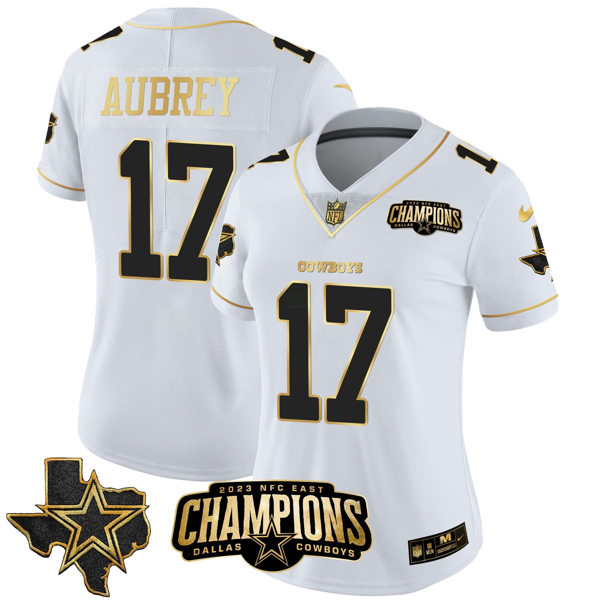 Camisa NFL Women’s 2023 NFC East Champions Patch Dourada Vapor Jersey