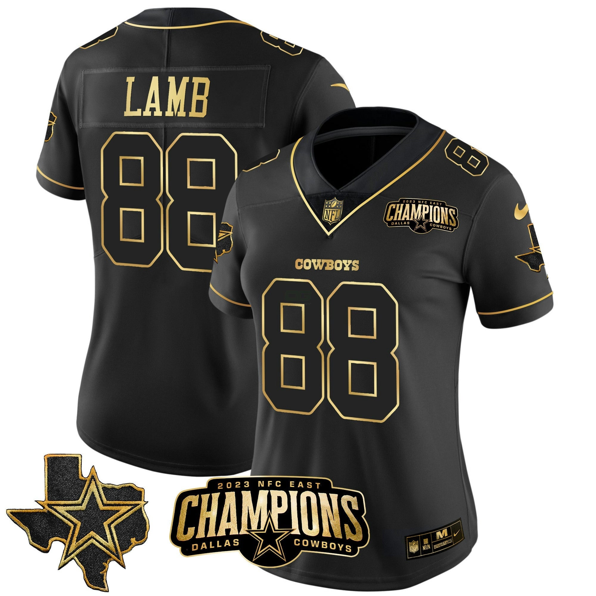 Camisa NFL Women’s 2023 NFC East Champions Patch Dourada Vapor Jersey