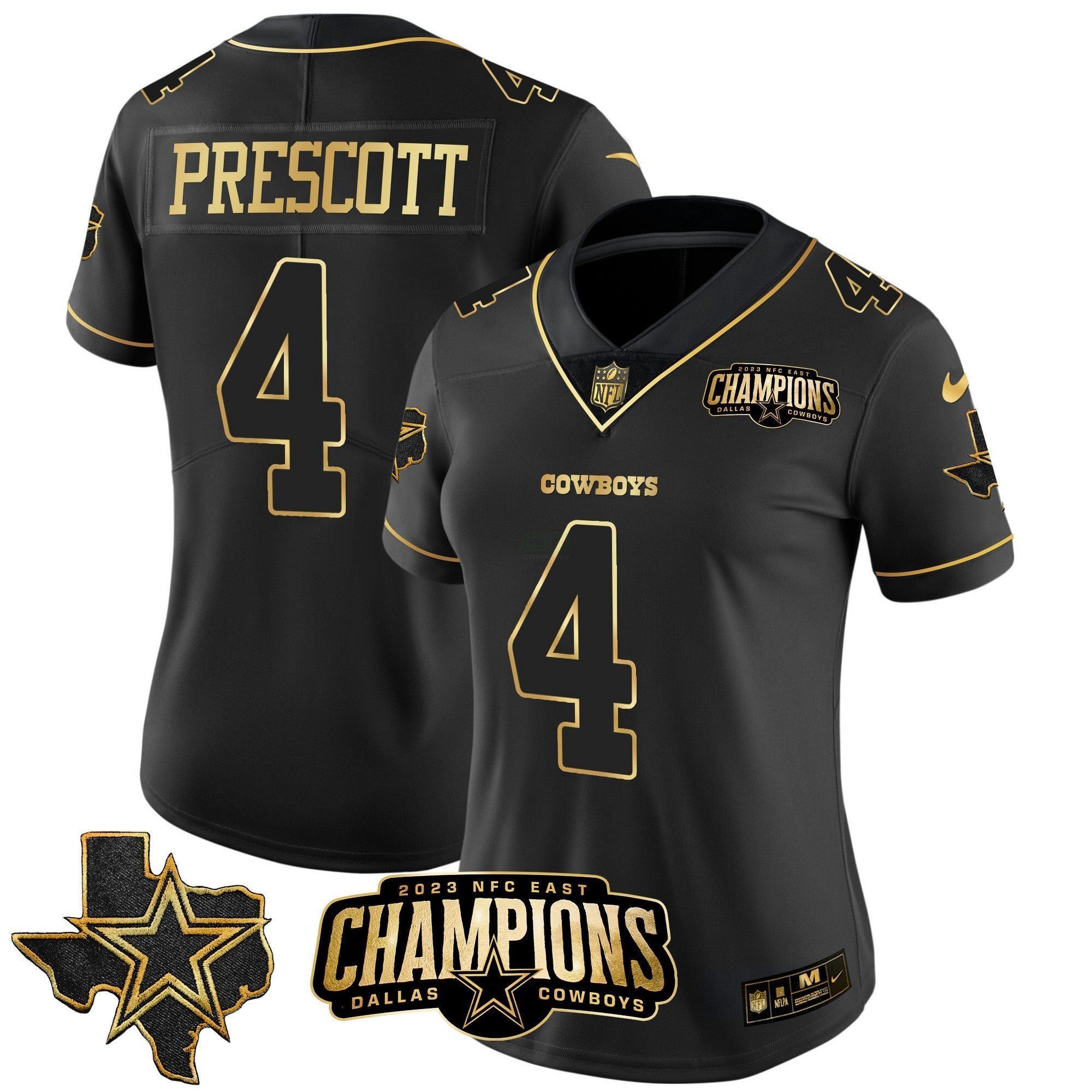 Camisa NFL Women’s 2023 NFC East Champions Patch Dourada Vapor Jersey