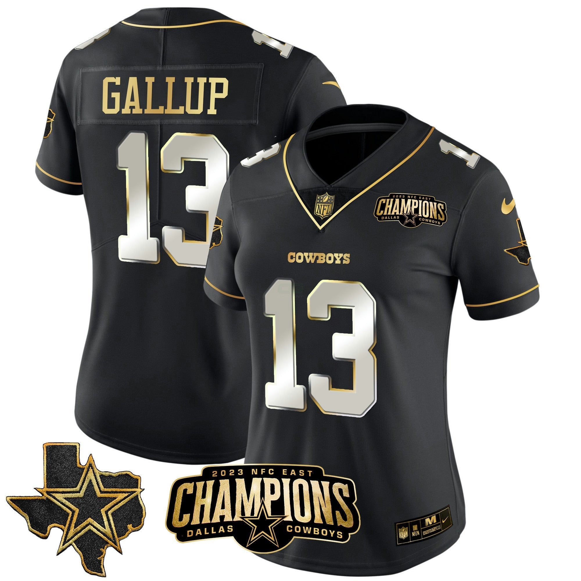 Camisa NFL Women’s 2023 NFC East Champions Patch Dourada Vapor Jersey