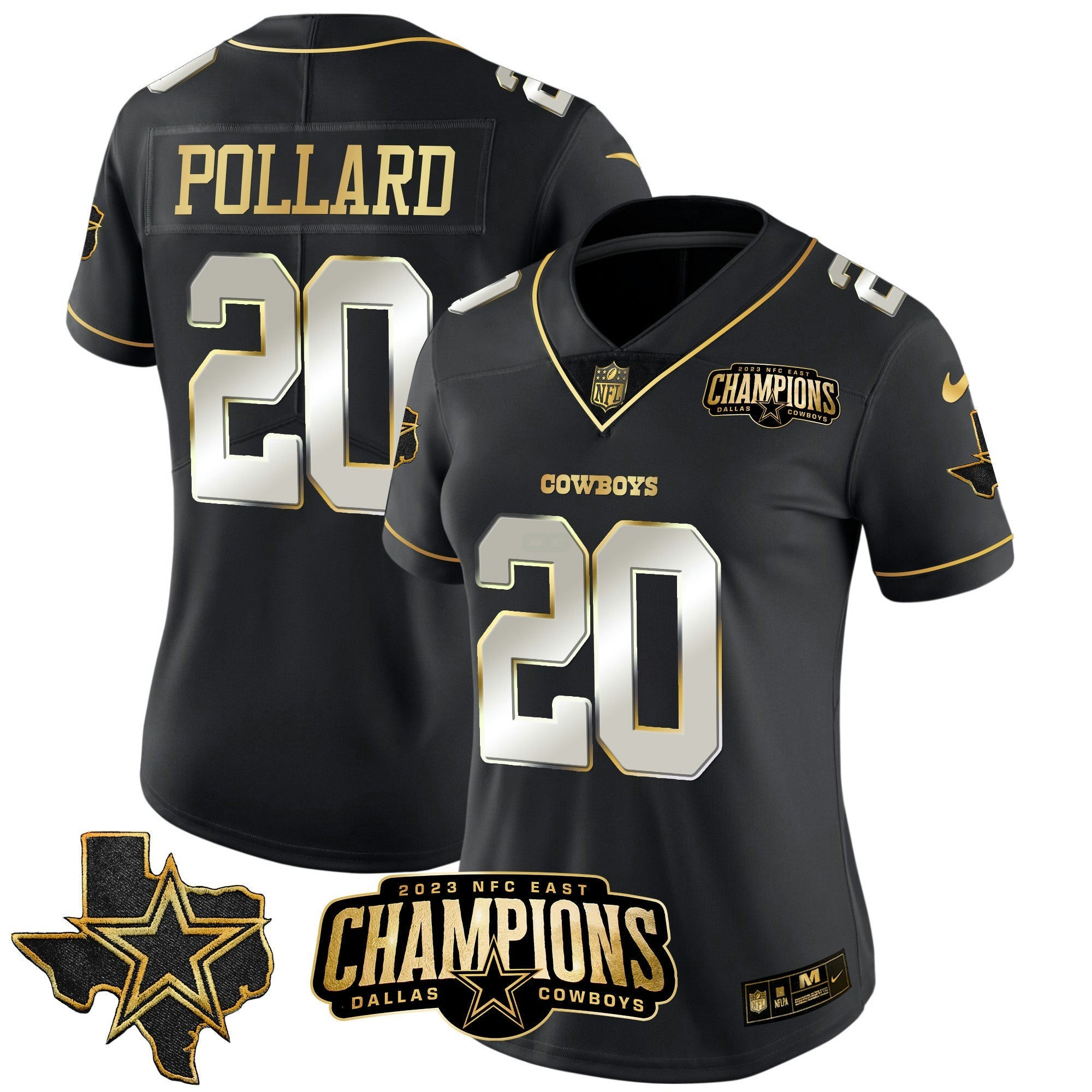 Camisa NFL Women’s 2023 NFC East Champions Patch Dourada Vapor Jersey