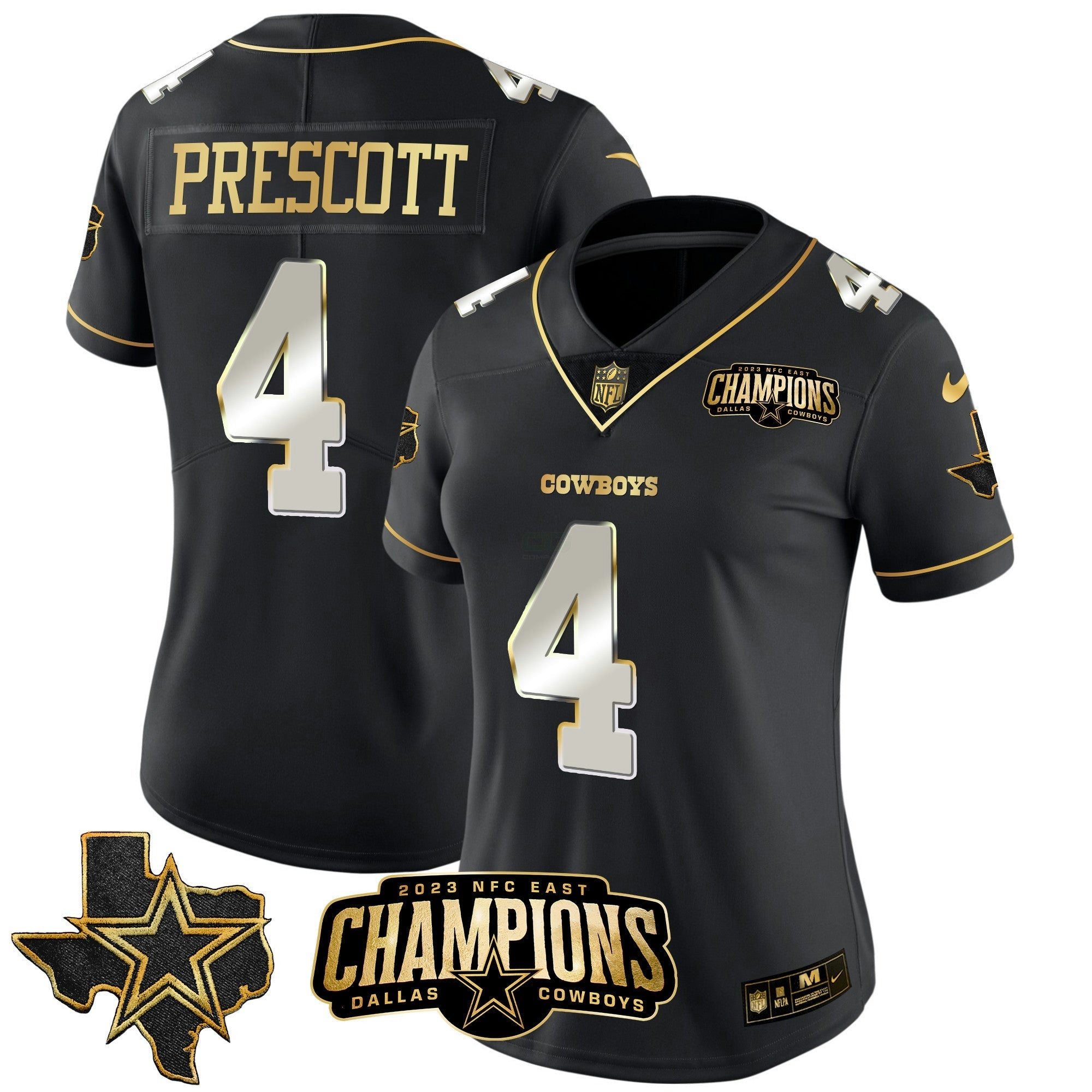Camisa NFL Women’s 2023 NFC East Champions Patch Dourada Vapor Jersey