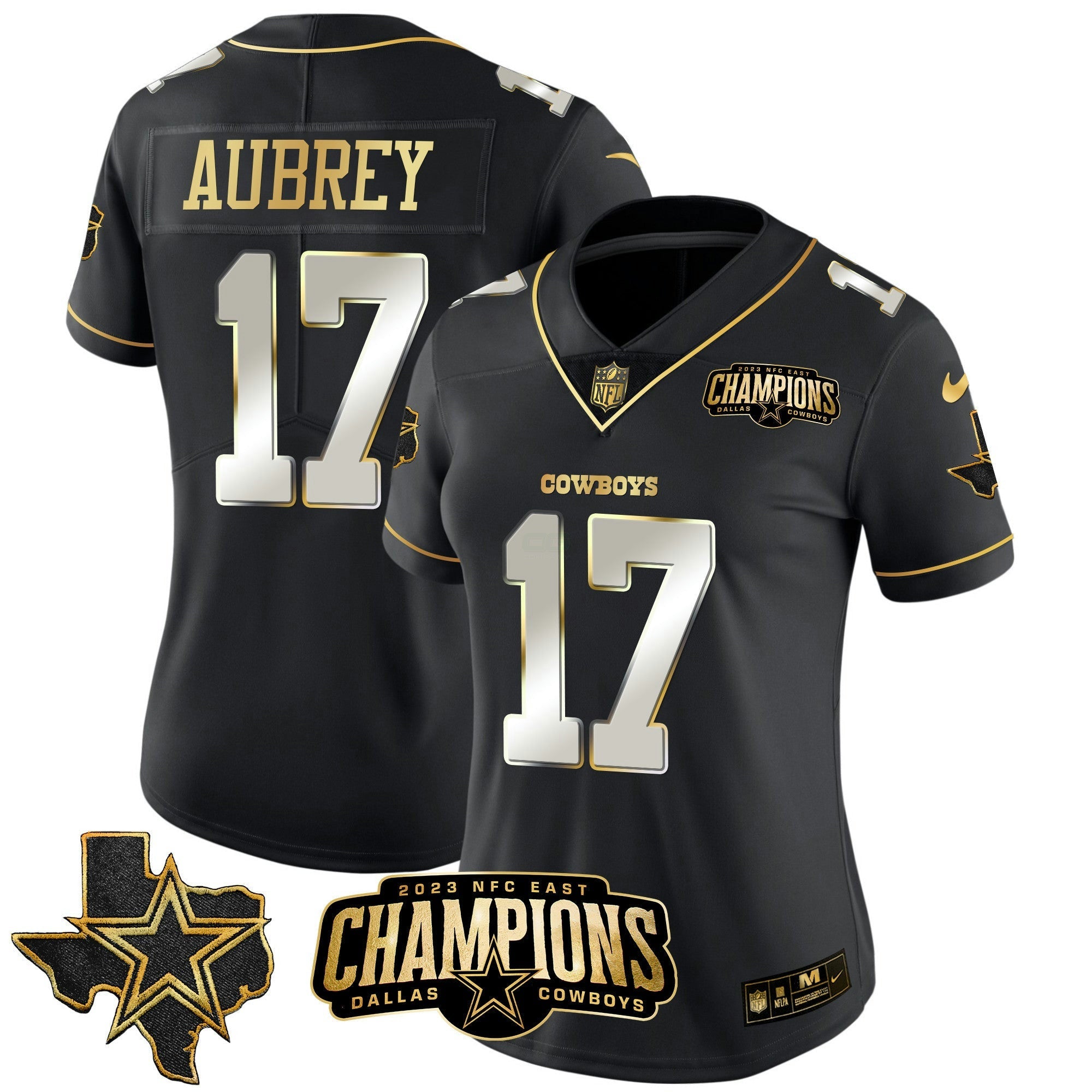 Camisa NFL Women’s 2023 NFC East Champions Patch Dourada Vapor Jersey