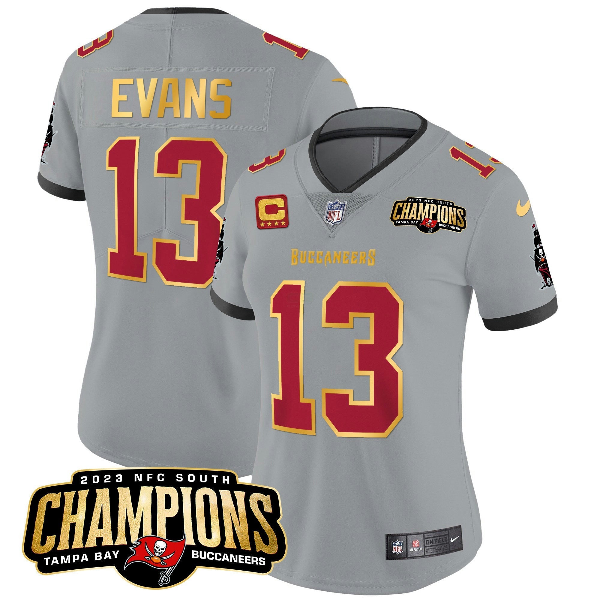 Camisa NFL Women’s 2023 NFC South Champions Patch Dourada Trim Vapor Jersey