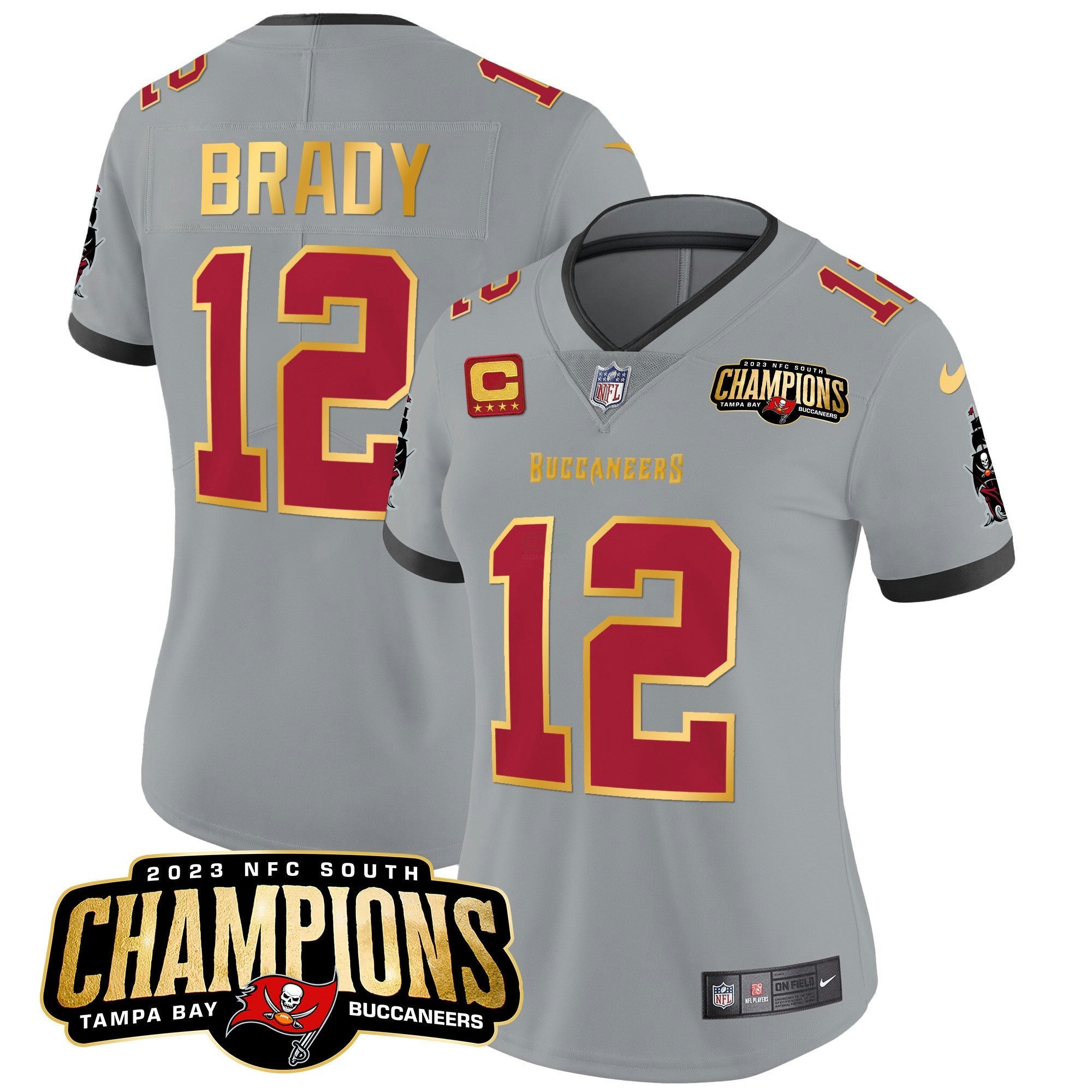 Camisa NFL Women’s 2023 NFC South Champions Patch Dourada Trim Vapor Jersey
