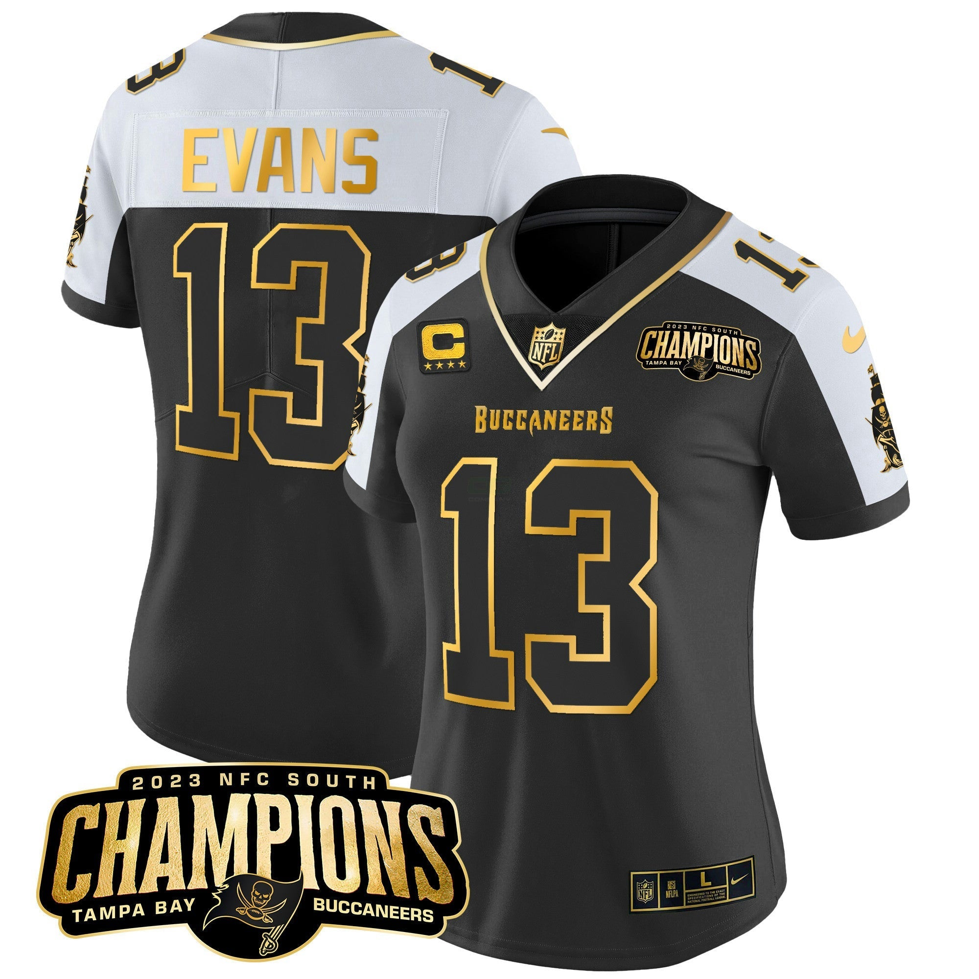 Camisa NFL Women’s 2023 NFC South Champions Patch Dourada Vapor Jersey