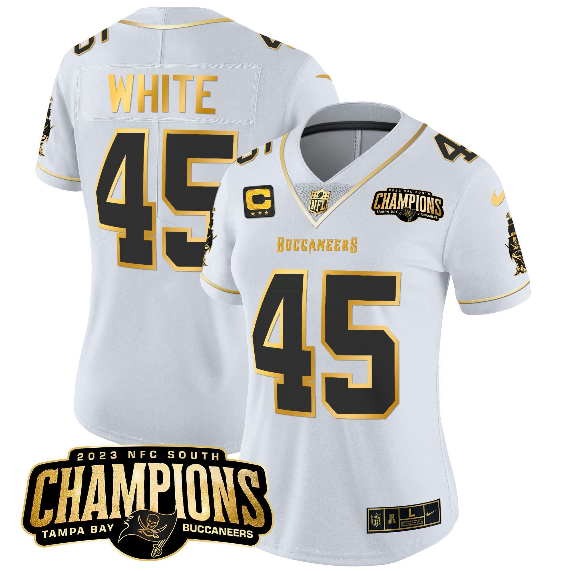 Camisa NFL Women’s 2023 NFC South Champions Patch Dourada Vapor Jersey