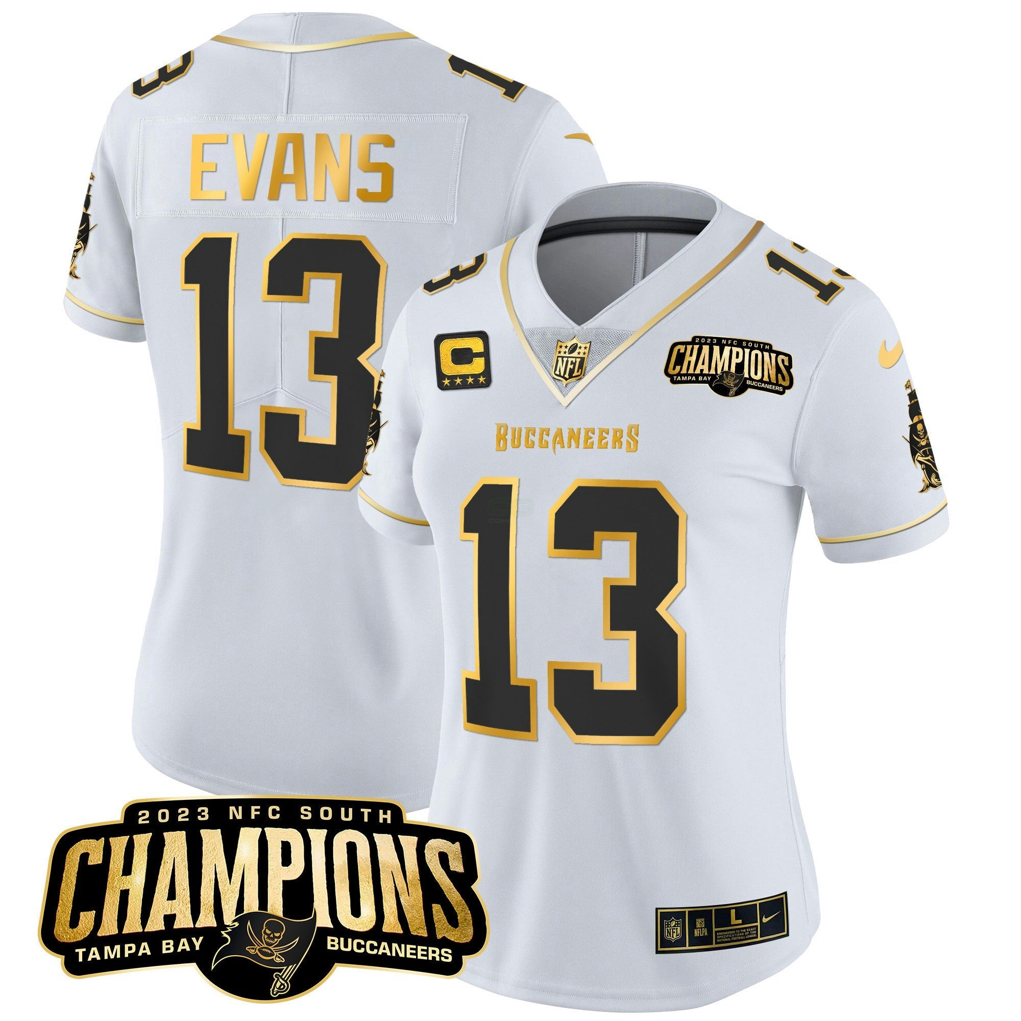 Camisa NFL Women’s 2023 NFC South Champions Patch Dourada Vapor Jersey