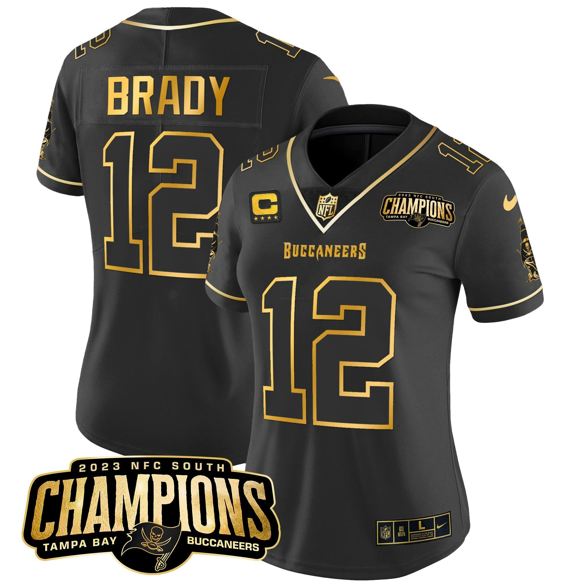 Camisa NFL Women’s 2023 NFC South Champions Patch Dourada Vapor Jersey