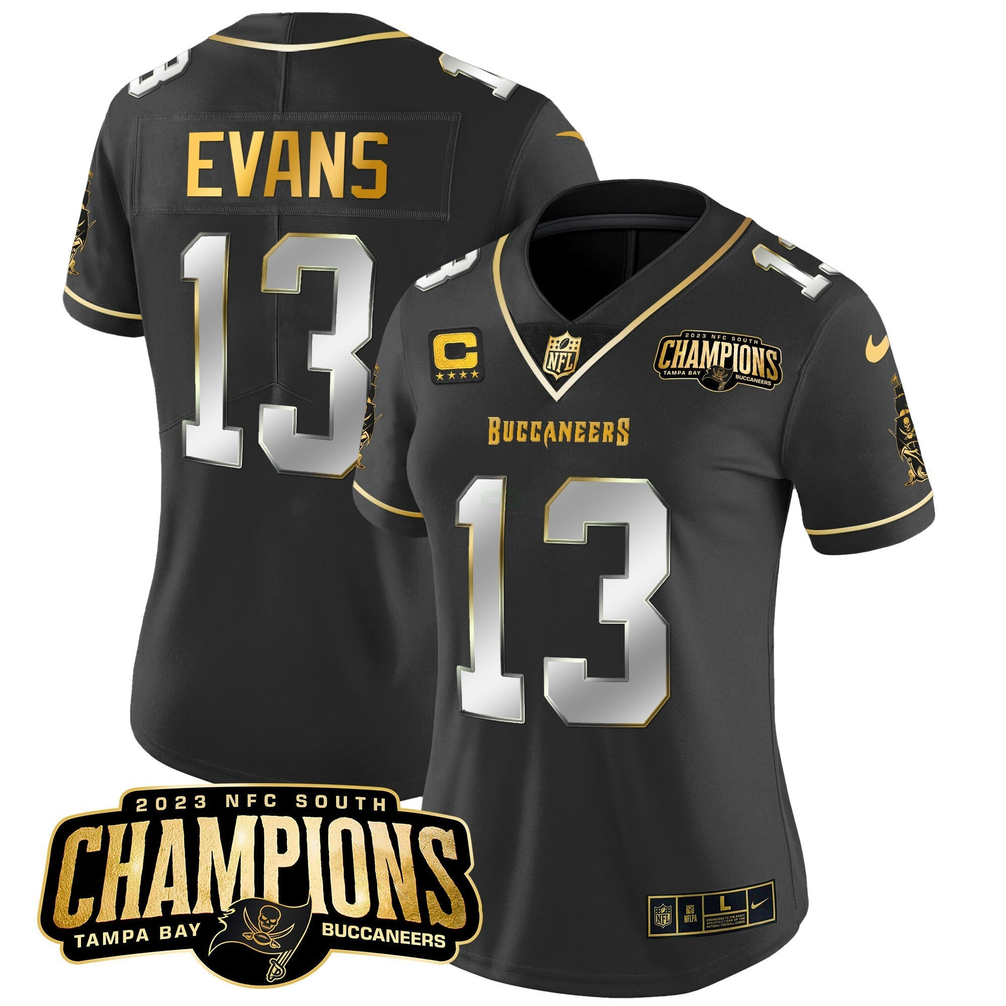 Camisa NFL Women’s 2023 NFC South Champions Patch Dourada Vapor Jersey
