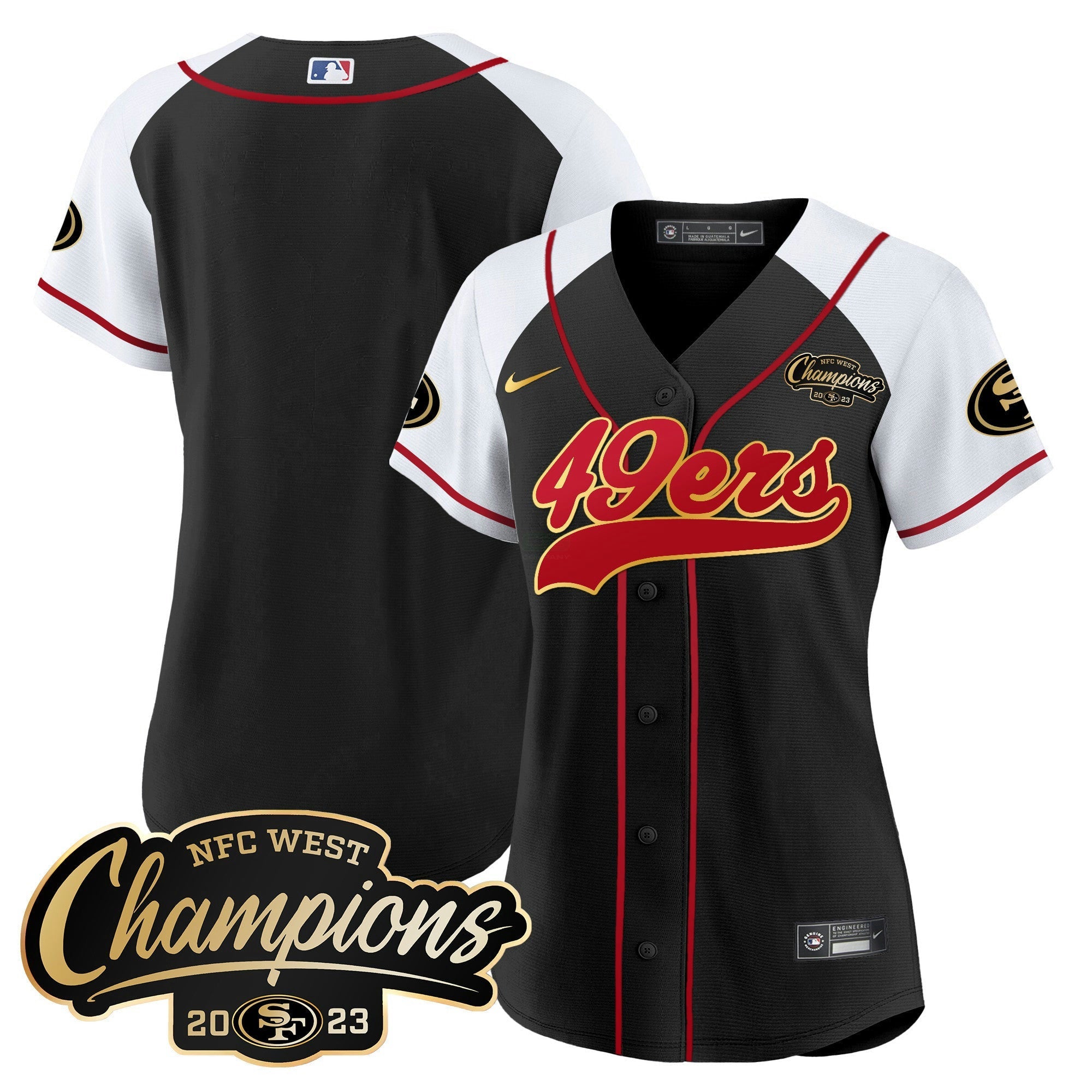Camisa NFL Women’s 2023 NFC West Champions Baseball Gold Trim Jersey