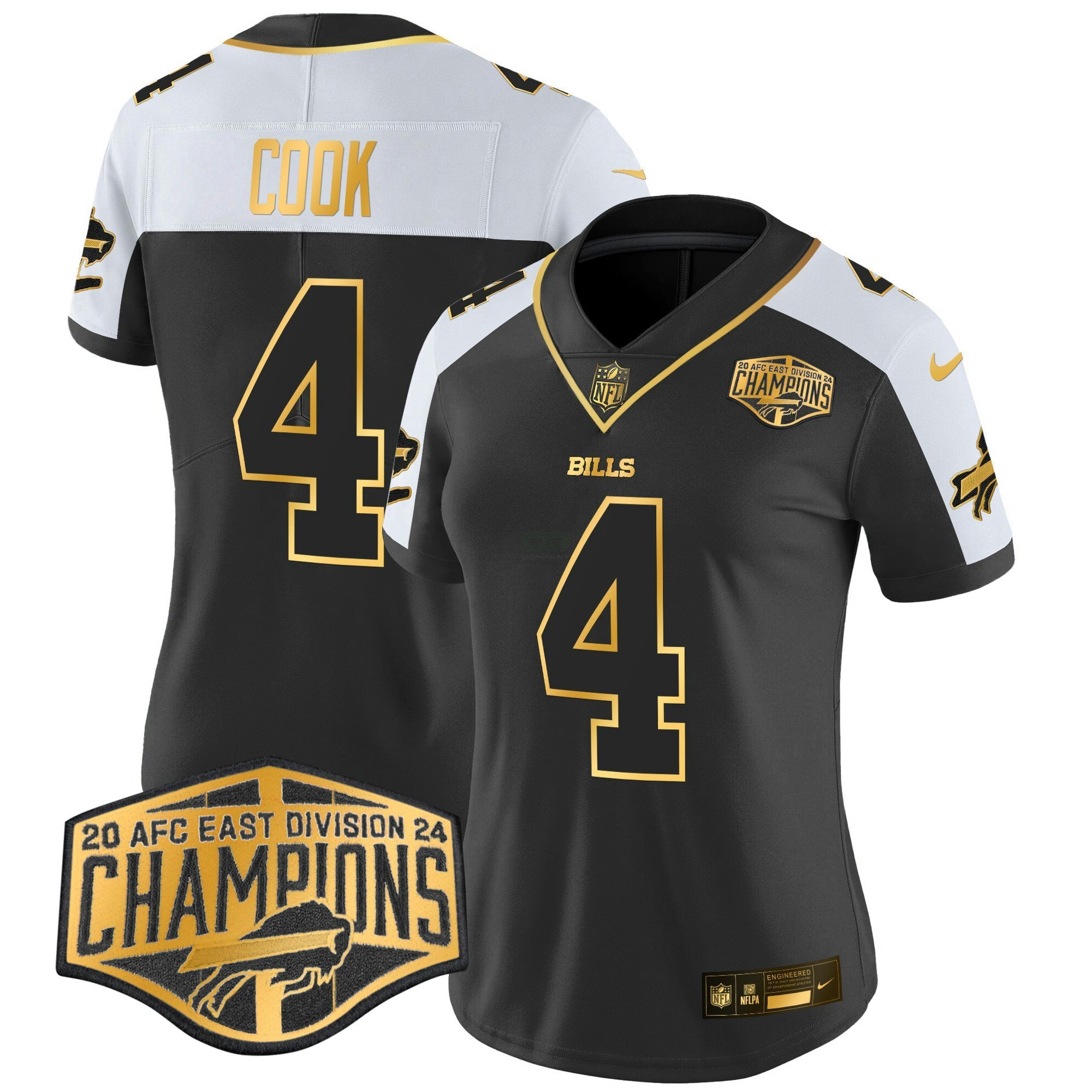 Camisa NFL Women’s 2024 AFC East Division Champions Dourada Vapor Limited Jersey