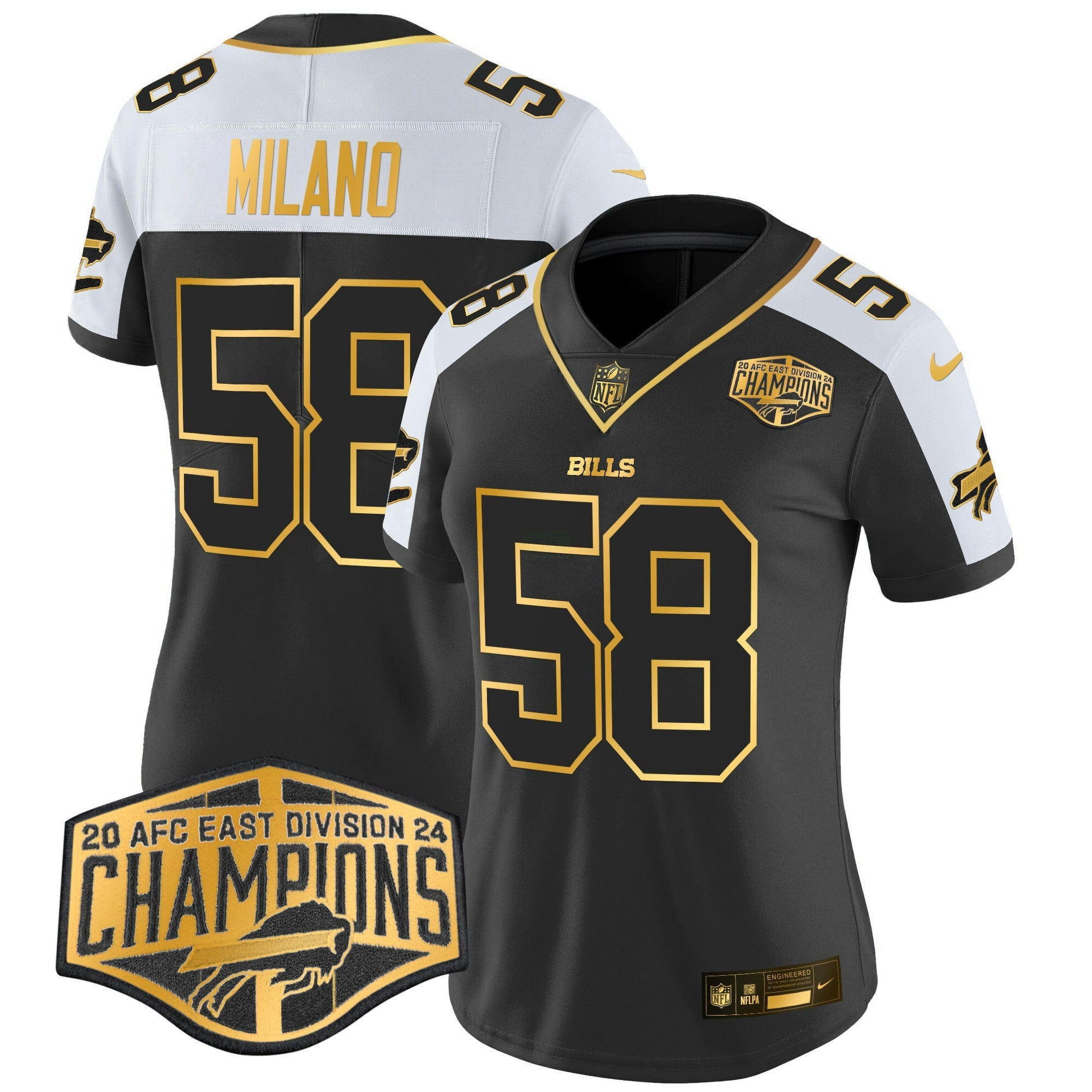 Camisa NFL Women’s 2024 AFC East Division Champions Dourada Vapor Limited Jersey