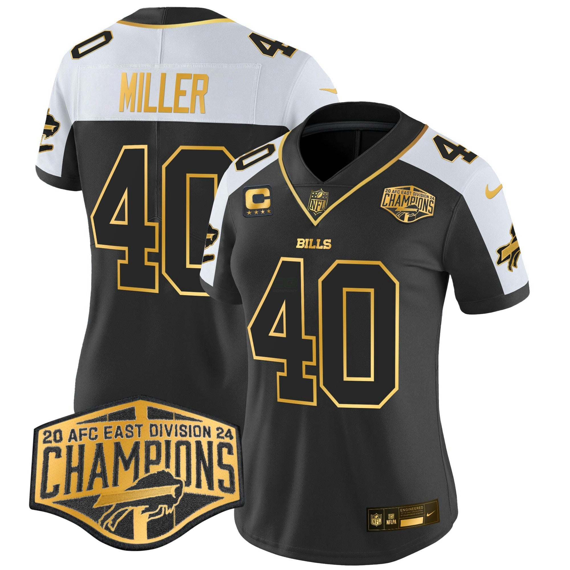 Camisa NFL Women’s 2024 AFC East Division Champions Dourada Vapor Limited Jersey