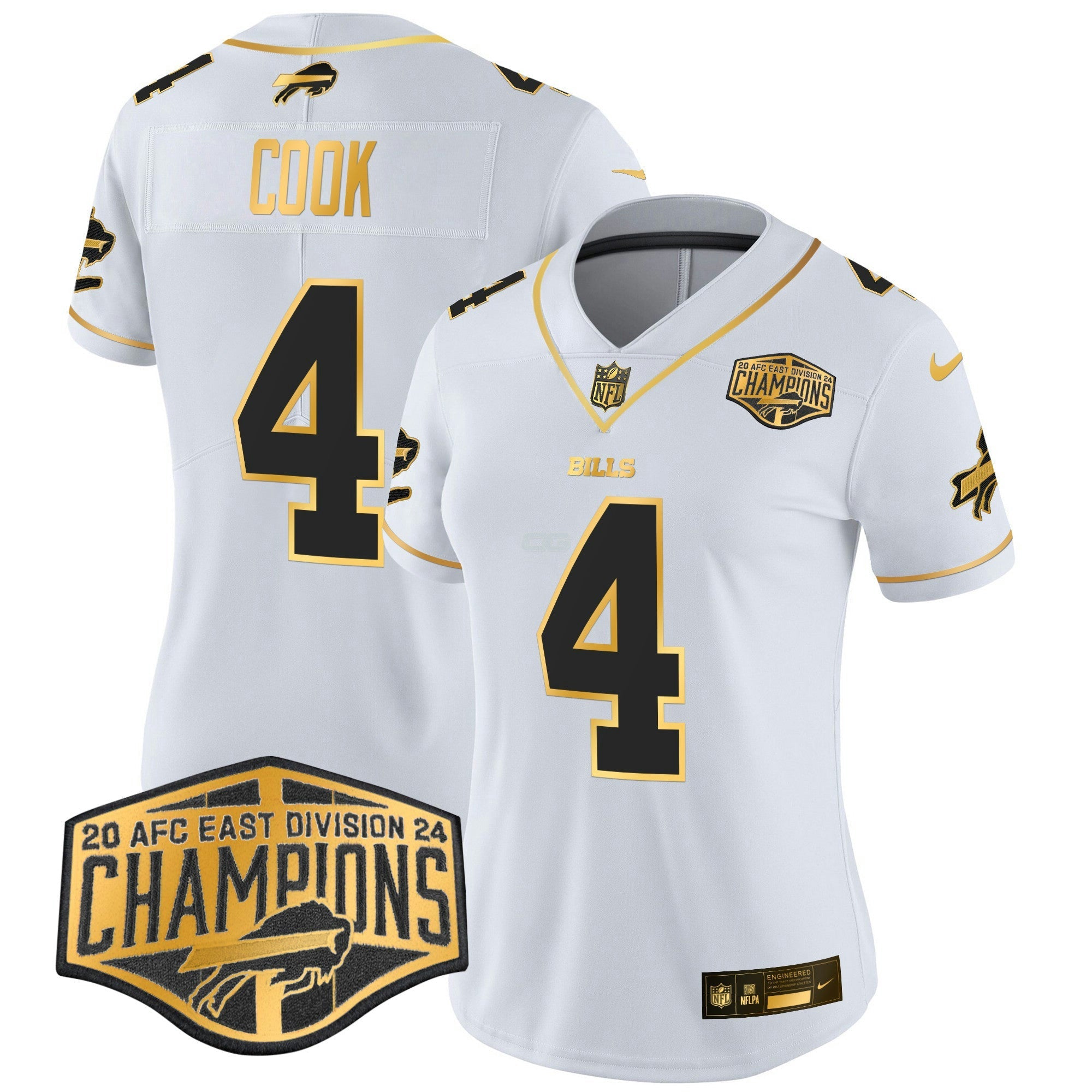 Camisa NFL Women’s 2024 AFC East Division Champions Dourada Vapor Limited Jersey