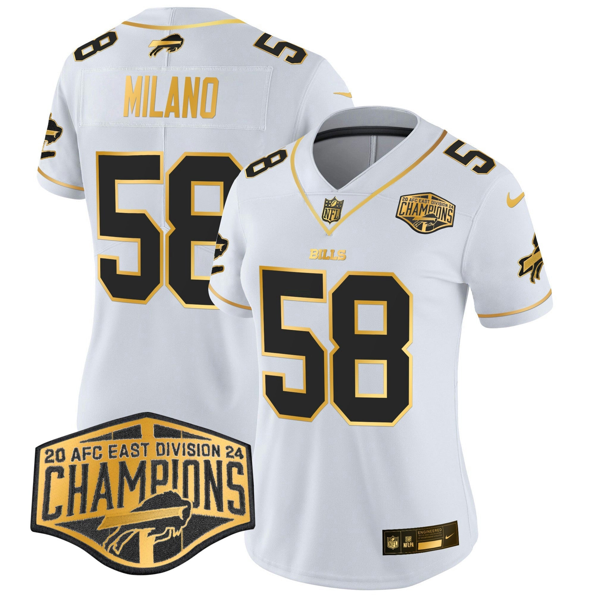 Camisa NFL Women’s 2024 AFC East Division Champions Dourada Vapor Limited Jersey