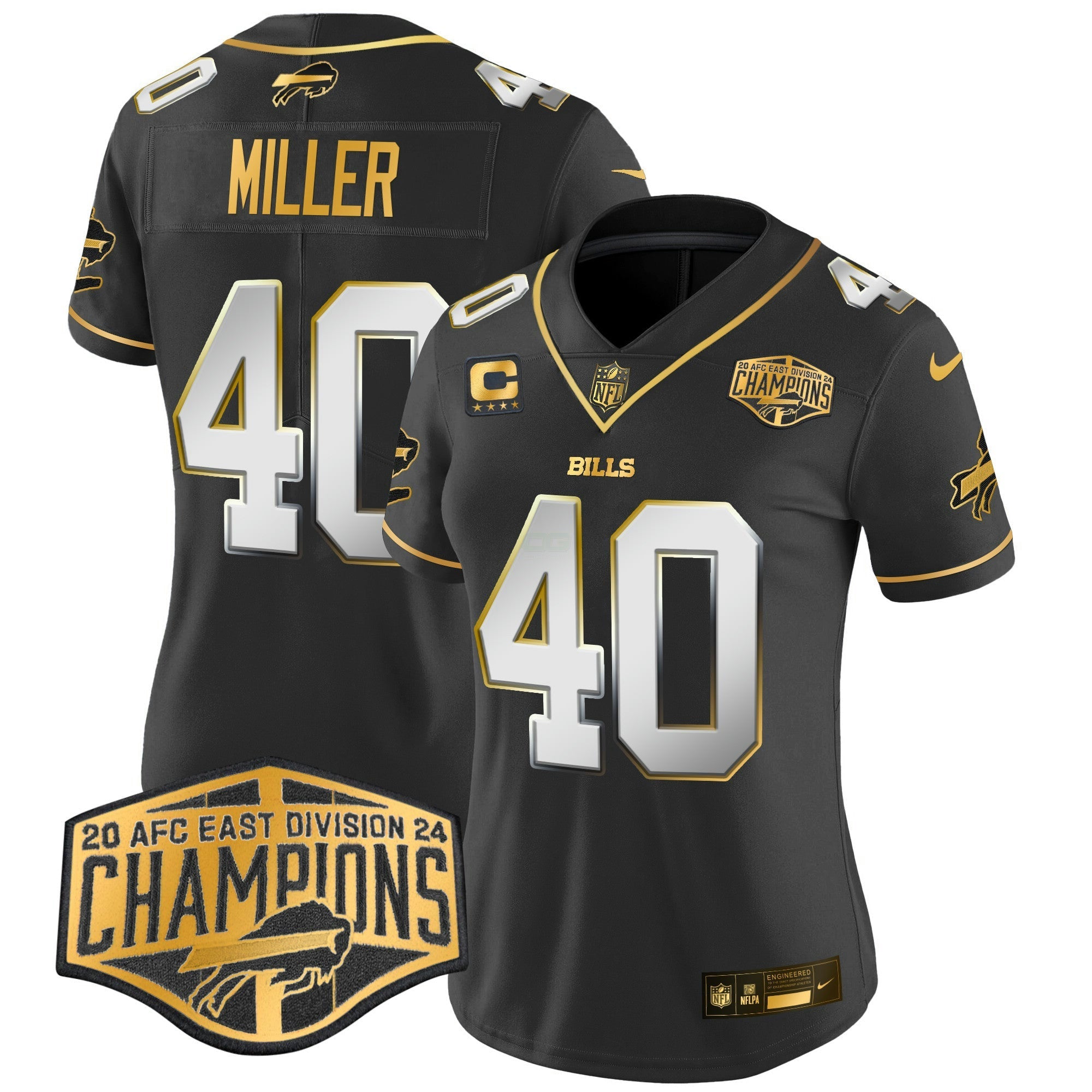 Camisa NFL Women’s 2024 AFC East Division Champions Dourada Vapor Limited Jersey