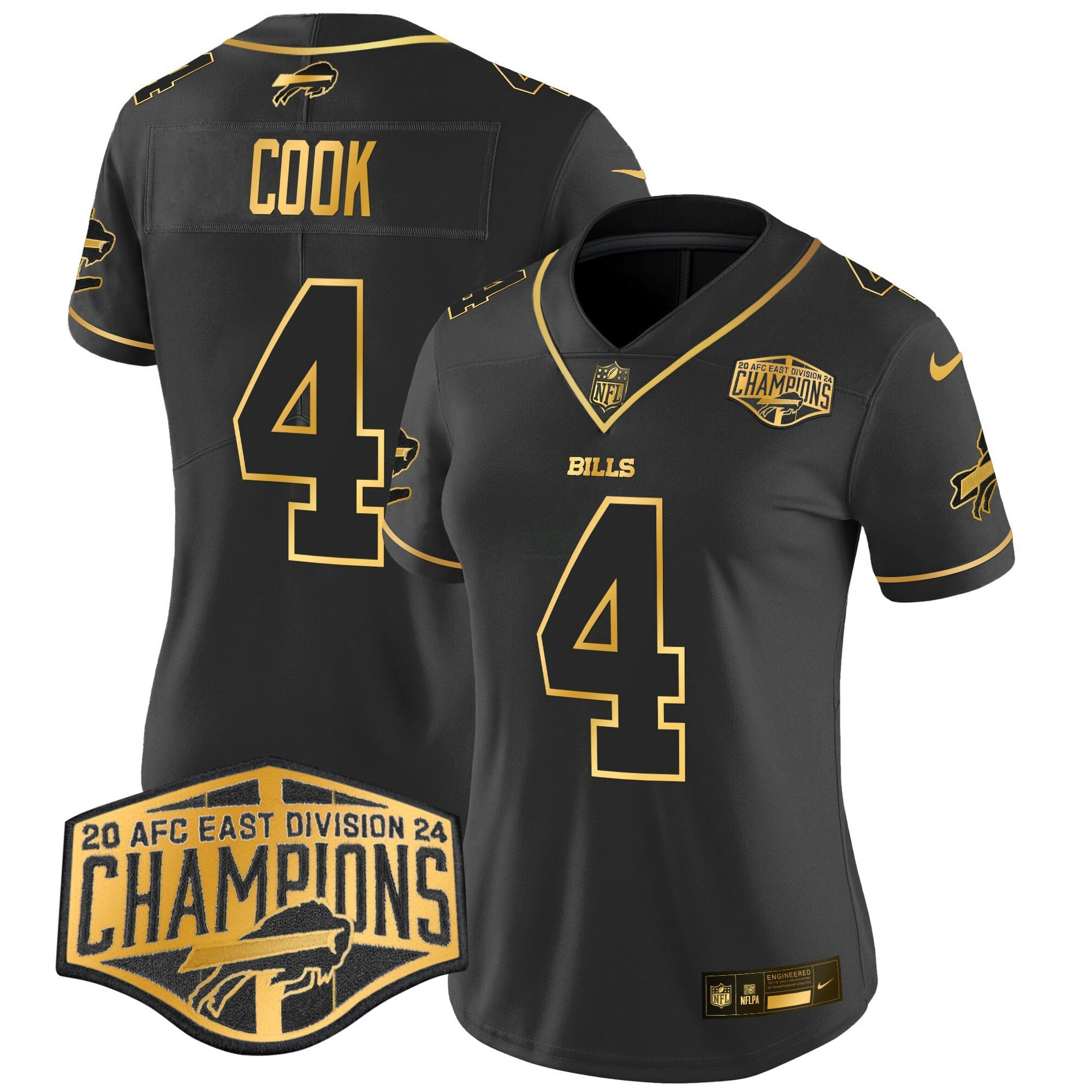 Camisa NFL Women’s 2024 AFC East Division Champions Dourada Vapor Limited Jersey