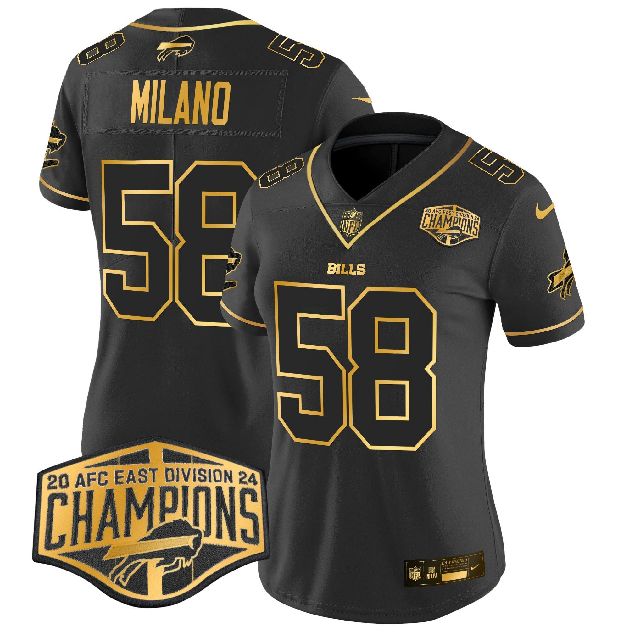 Camisa NFL Women’s 2024 AFC East Division Champions Dourada Vapor Limited Jersey